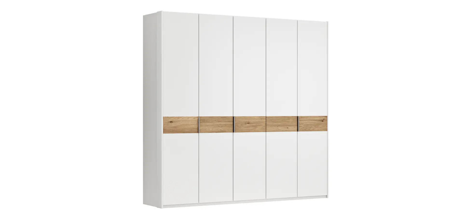 Drehtürenschrank Viana - B ca. 254 cm, Lack, Weiß, Riffholz, Wildeiche 120113