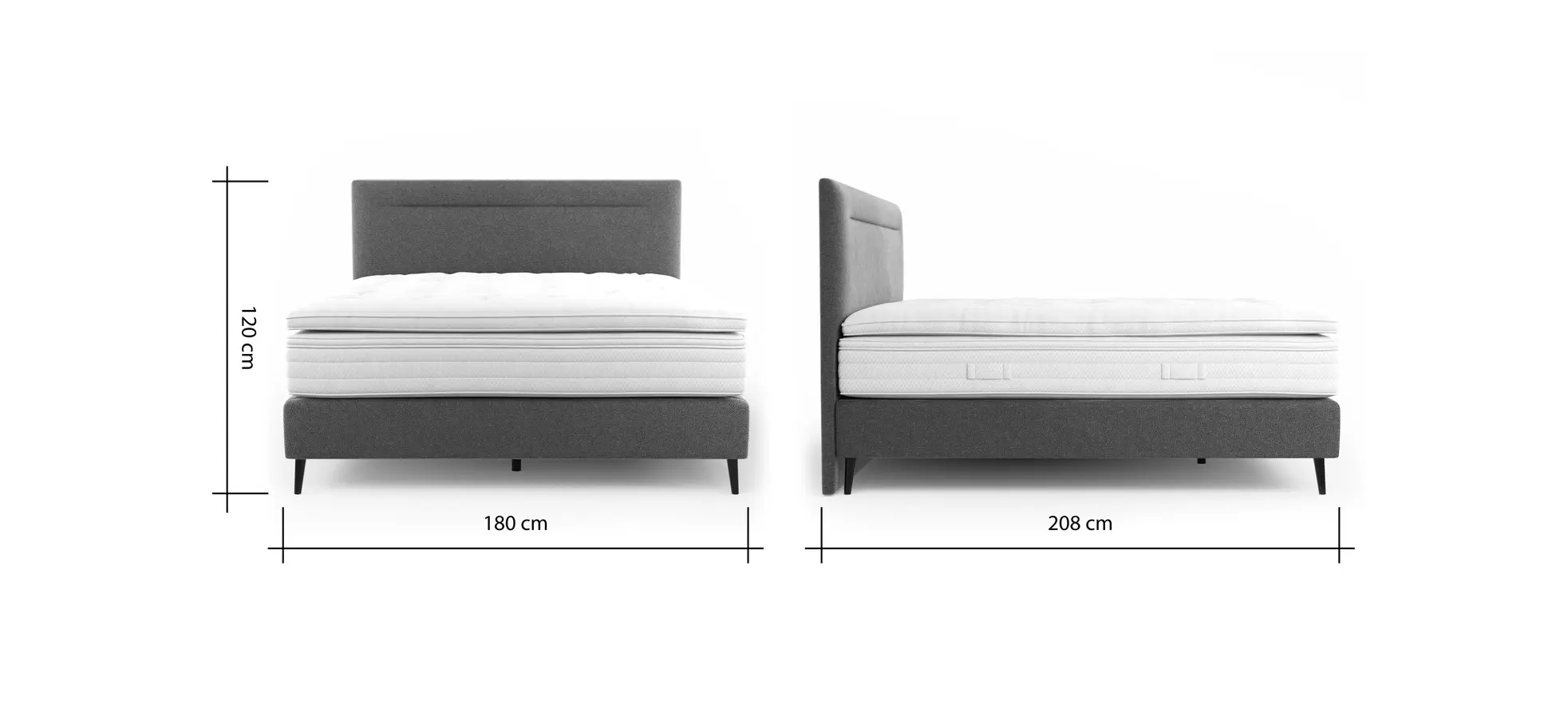 Boxspringbett Navelli 1 - Liegefläche ca. 180x200 cm, Stoff, Grau