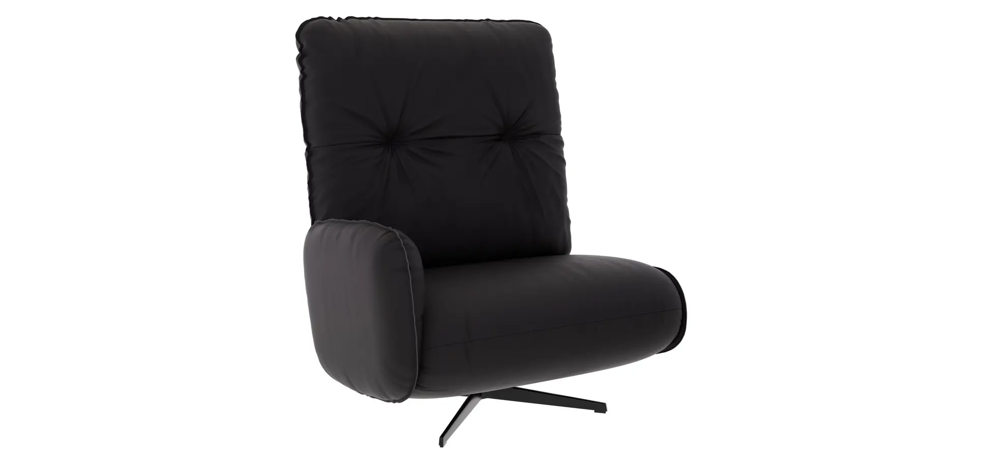 Loungesessel Lovere - Leder, Schwarz, Armlehne links 143358