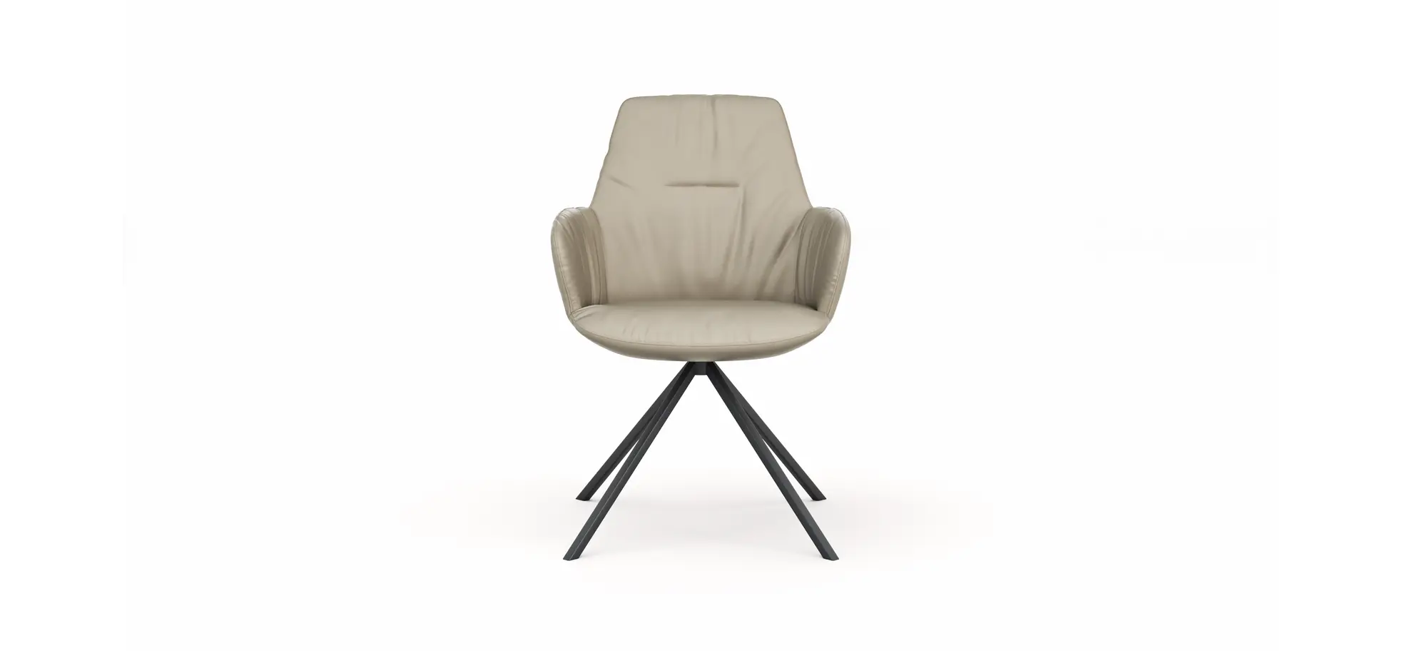 Armlehnstuhl Pegara - Leder, Graubraun