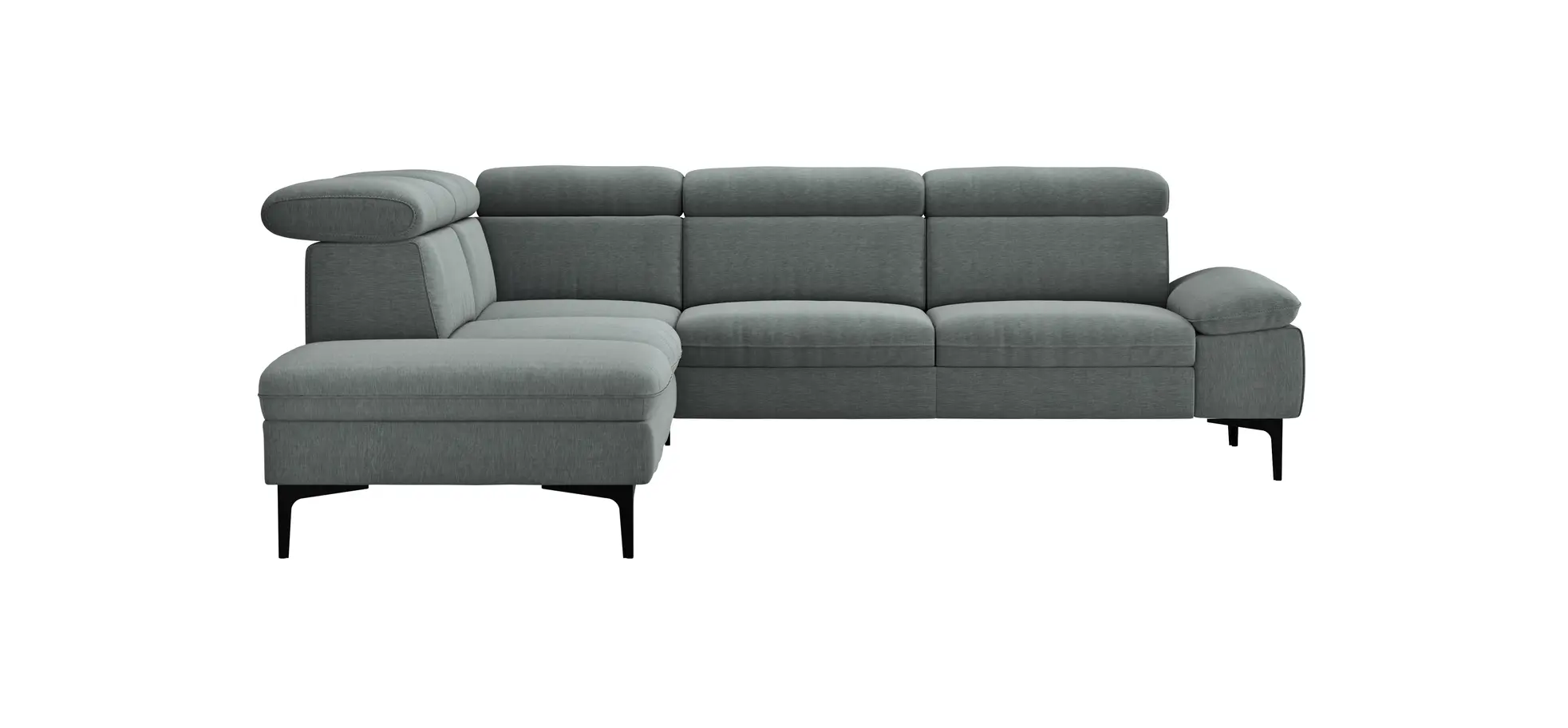 Ecksofa Felipa - Ecke links mit 2,5-Sitzer inkl. Kopfteil verstellbar, Stoff, Grau 105083