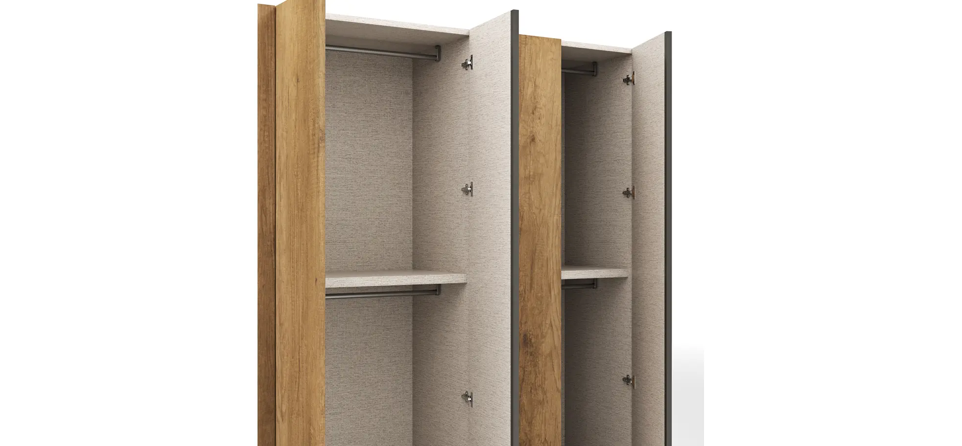 Drehtürenschrank Loretto - B ca. 280 cm, Melamin Astig hell