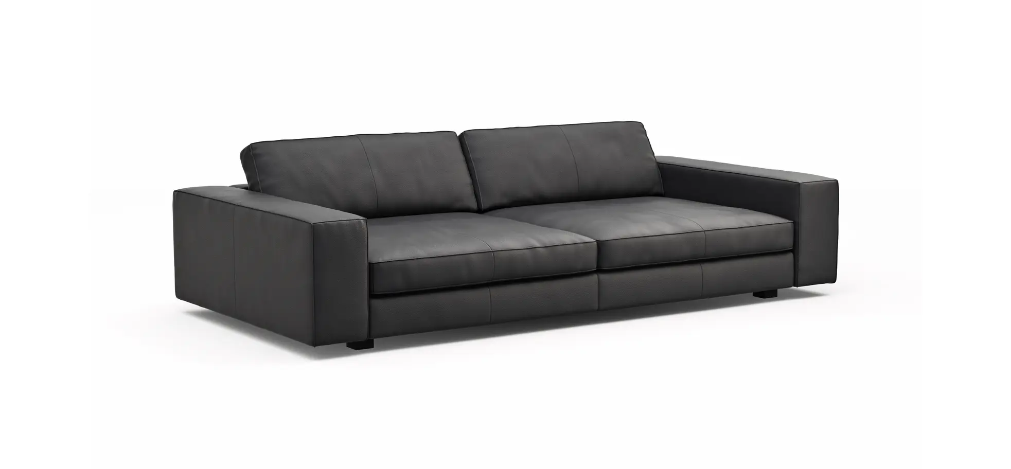 Sofa Aprino 1 - 4-Sitzer XXL, Leder, Schwarz, Armlehne Block