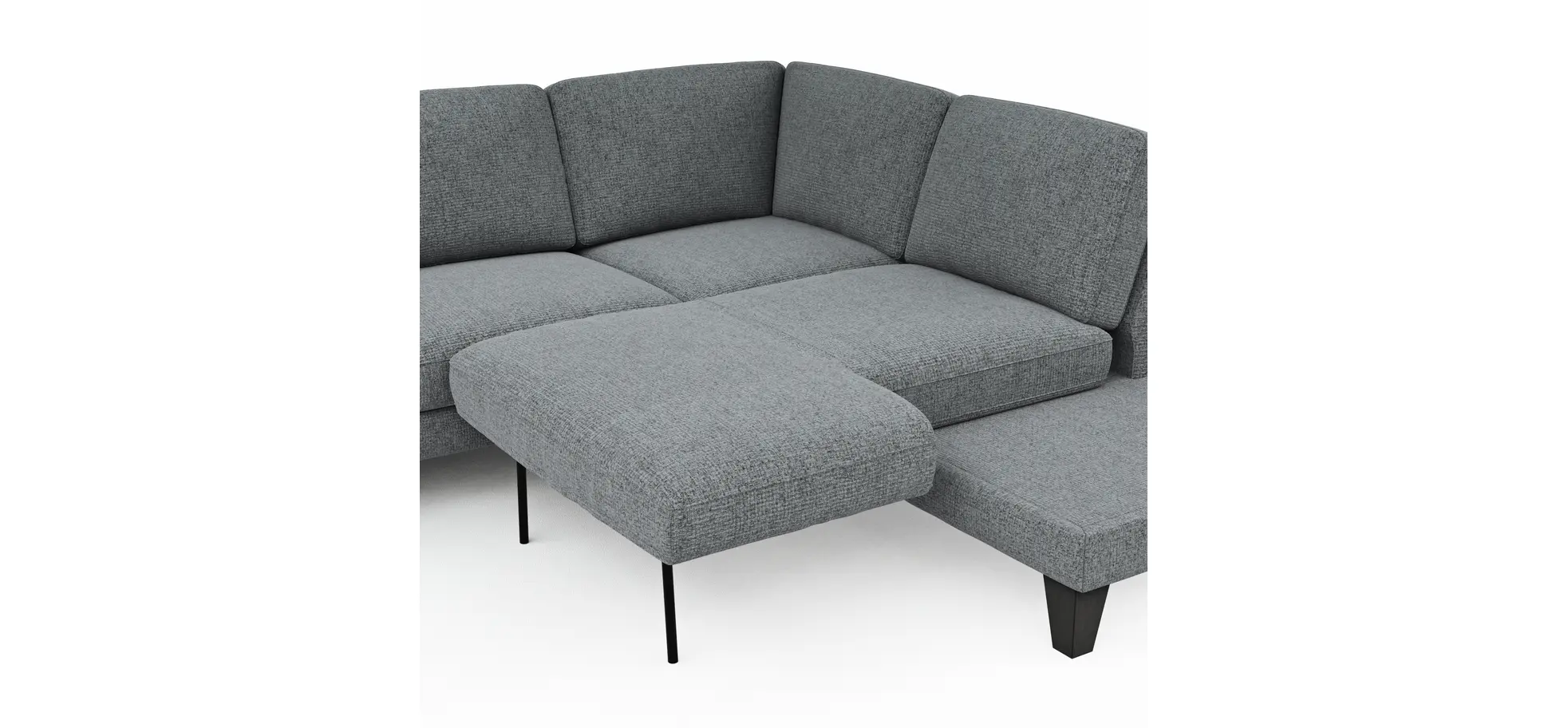Ecksofa Oviedo - 2,5-Sitzer mit Ecke rechts inkl. Drehsitz, Stoff, Grau