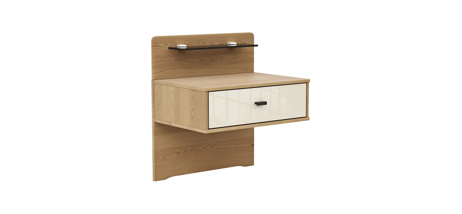 Nachttisch Lenoso - Eiche Nachbildung, Glas Champagner 1061066