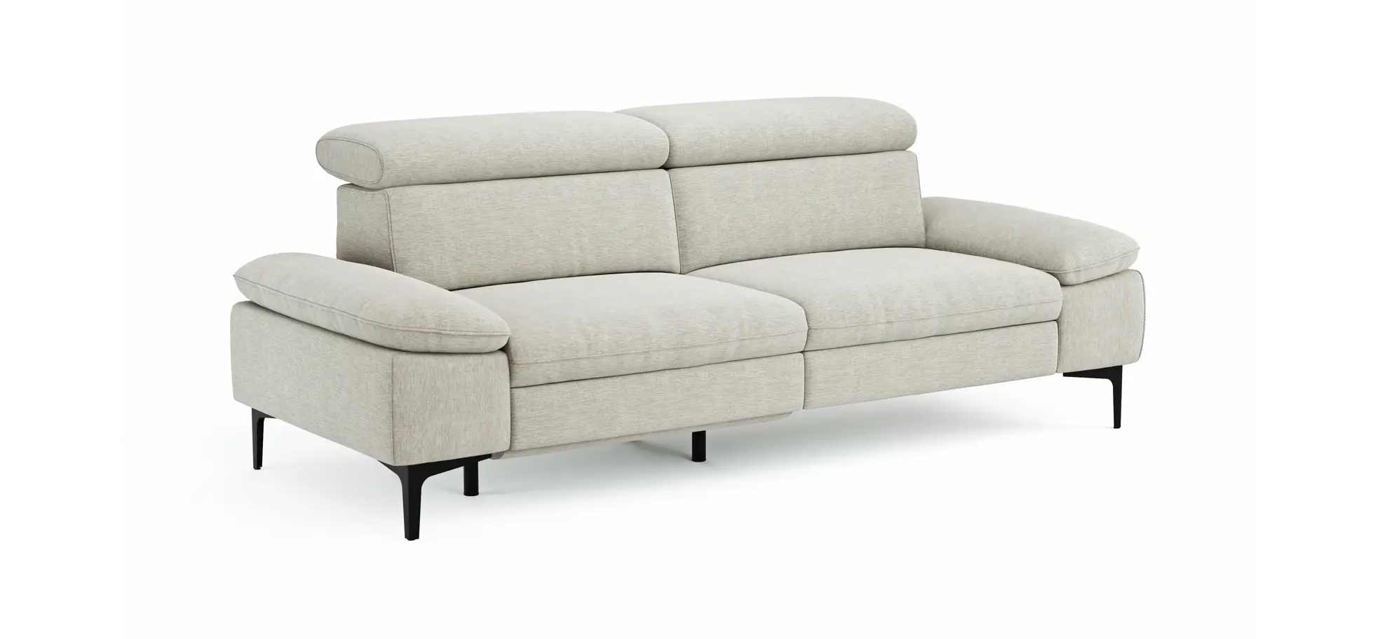 Sofa Felipa - 3-Sitzer inkl. Relaxfunktion (motorisch) und Kopfteil verstellbar, Stoff, Natur