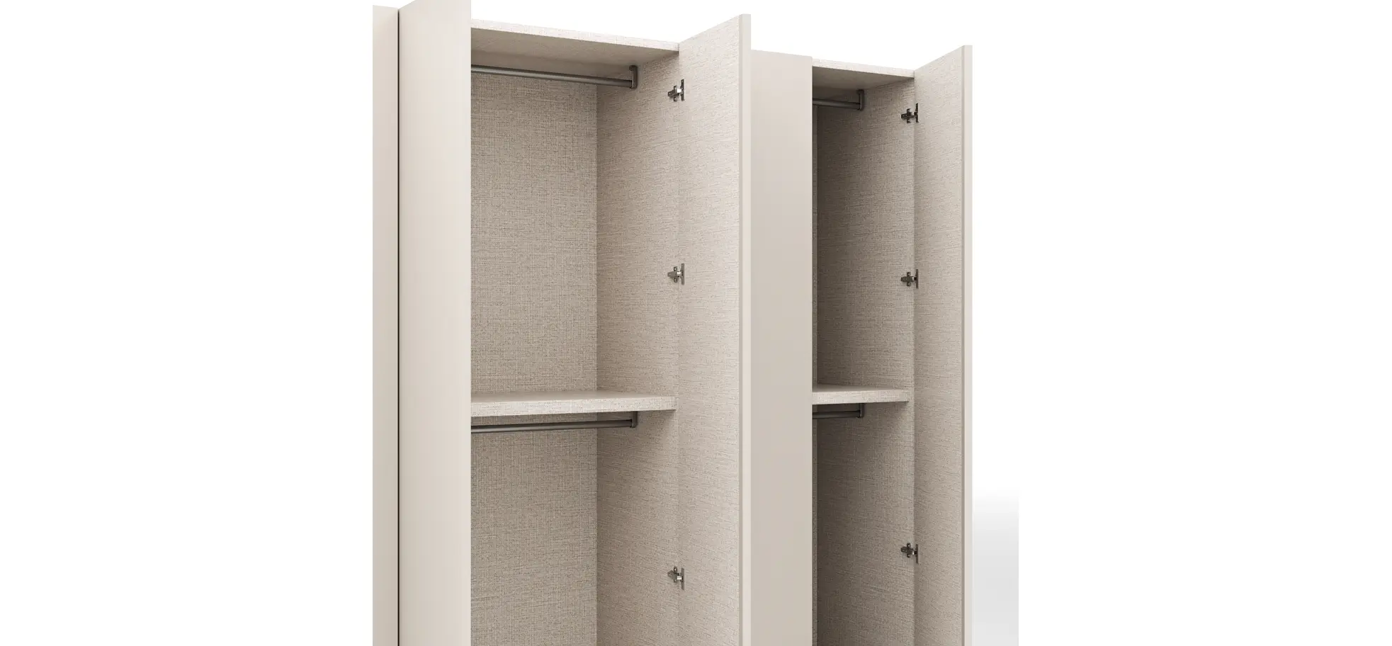 Drehtürenschrank Loretto - B ca. 280 cm, Melamin, Perlmutt