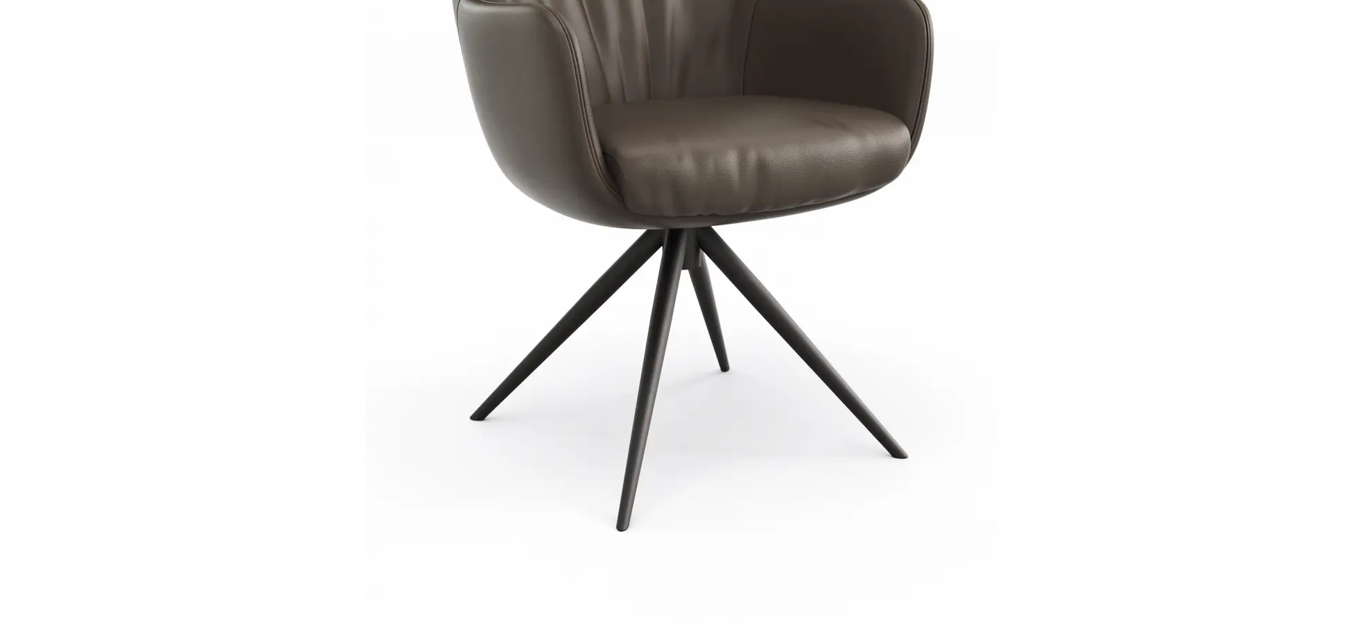 Armlehnstuhl Mis Legere - Leder, Schoko, Gestell, Anthrazit