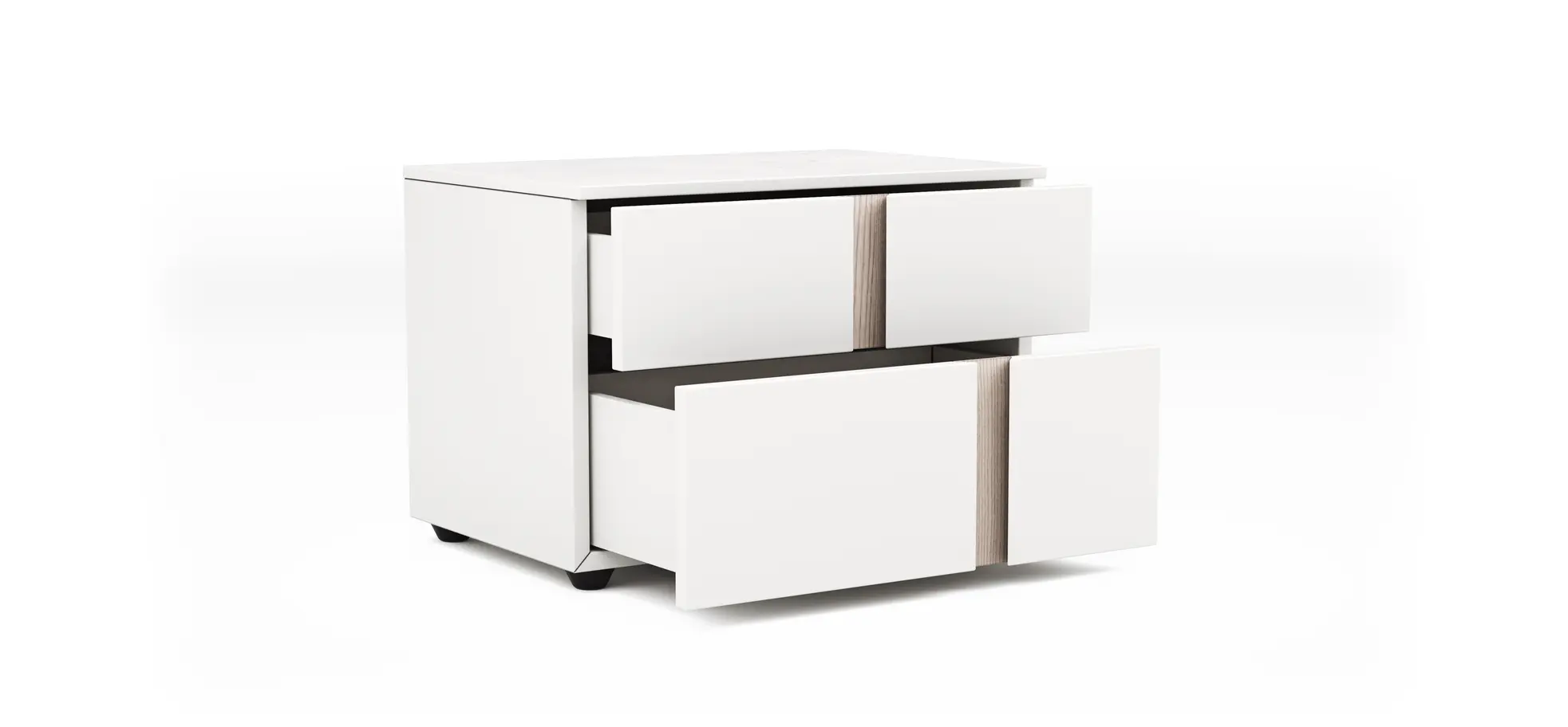 Nachttisch Loretto - Lack matt, Weiß