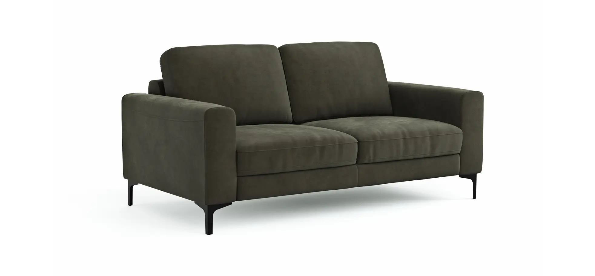 Sofa Oviedo - 2-Sitzer, Stoff, Braungrün