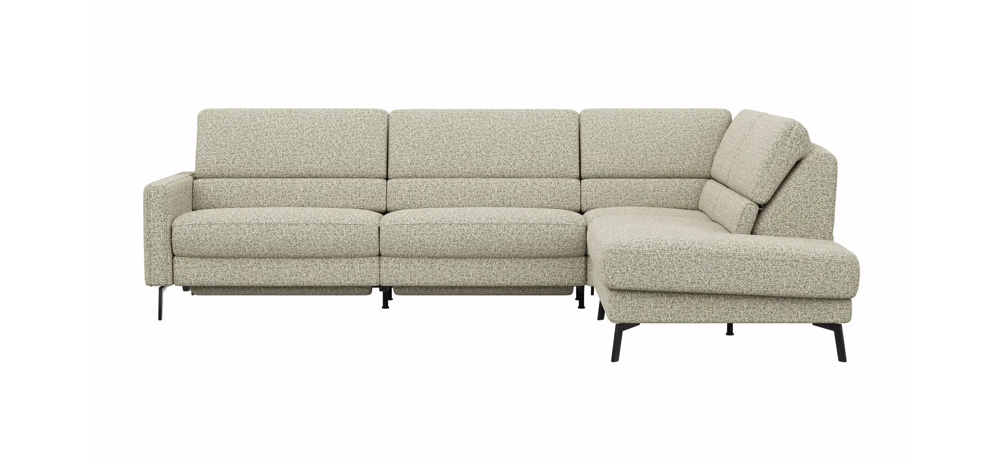 Ecksofa Valera - 3-Sitzer mit Ecke rechts inkl. Rückenlehne verstellbar und Relaxfunktion motorisch, Stoff, Limone 202557