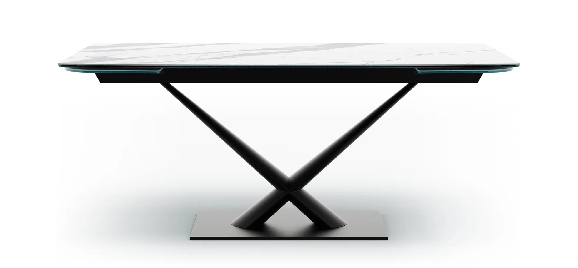 Esstisch Savona - LB ca. 200x100 cm, ausziehbar, Keramik, Weiß, Bootsform