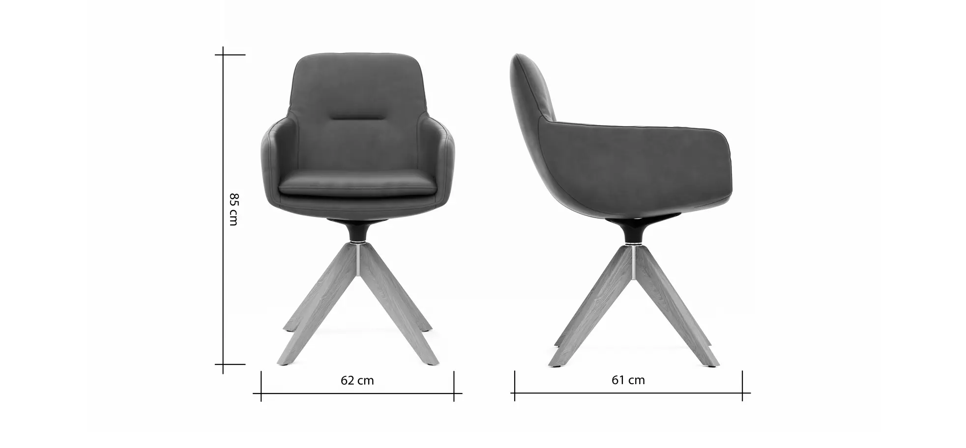 Armlehnstuhl Macano - drehbar, Leder, Olive