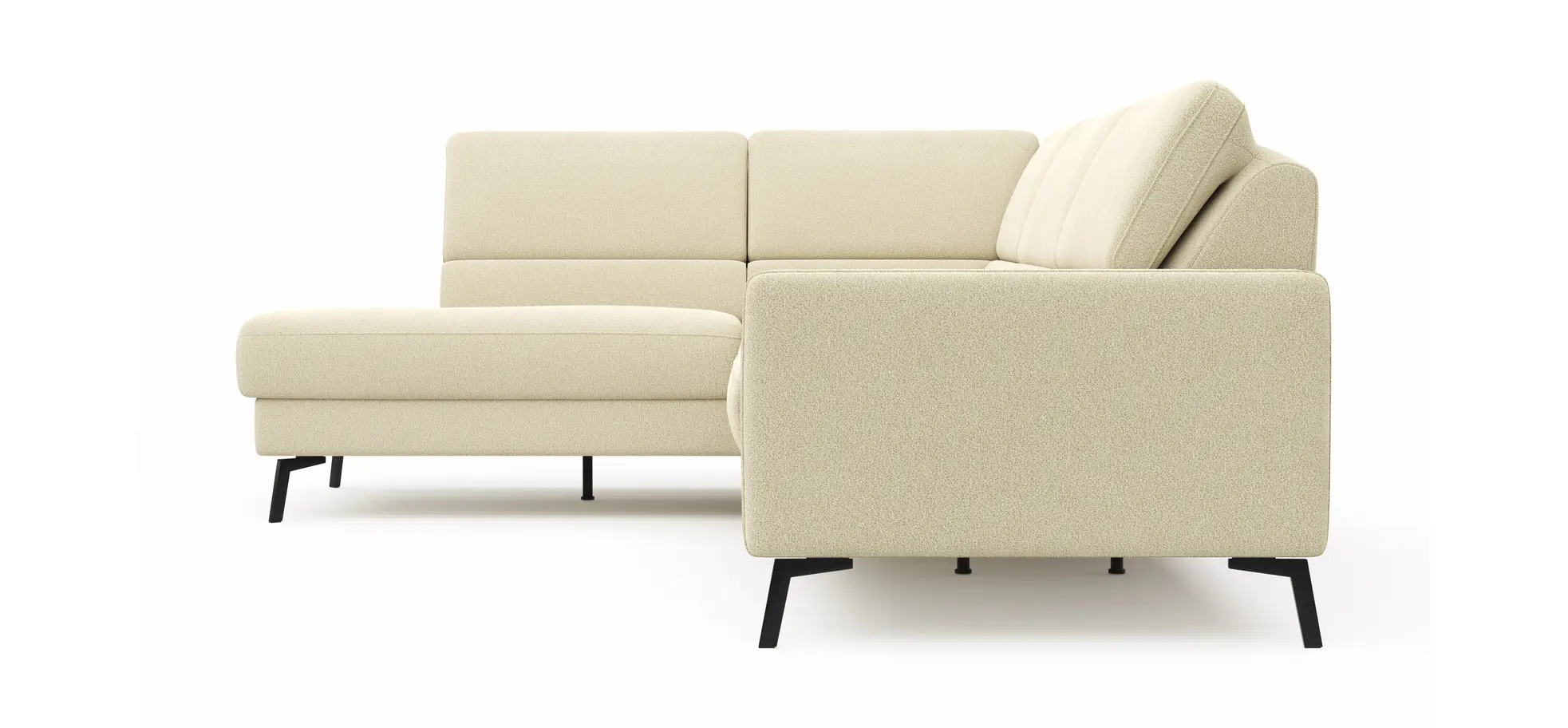 Ecksofa Valera - Ecke mit 3-Sitzer rechts inkl. Rückenlehne verstellbar, Stoff, Natur