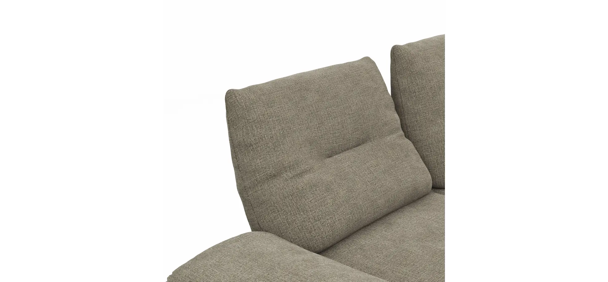 Ecksofa Lucero - 2-Sitzer mit Longchair rechts, Stoff, Olivgrün