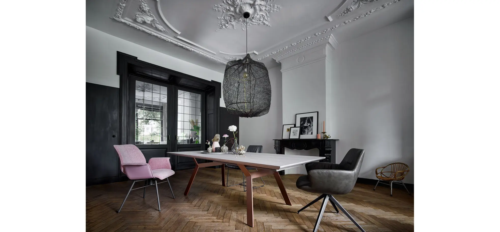 Armlehnstuhl Pegara - Leder, Ash, Gestell, Anthrazit