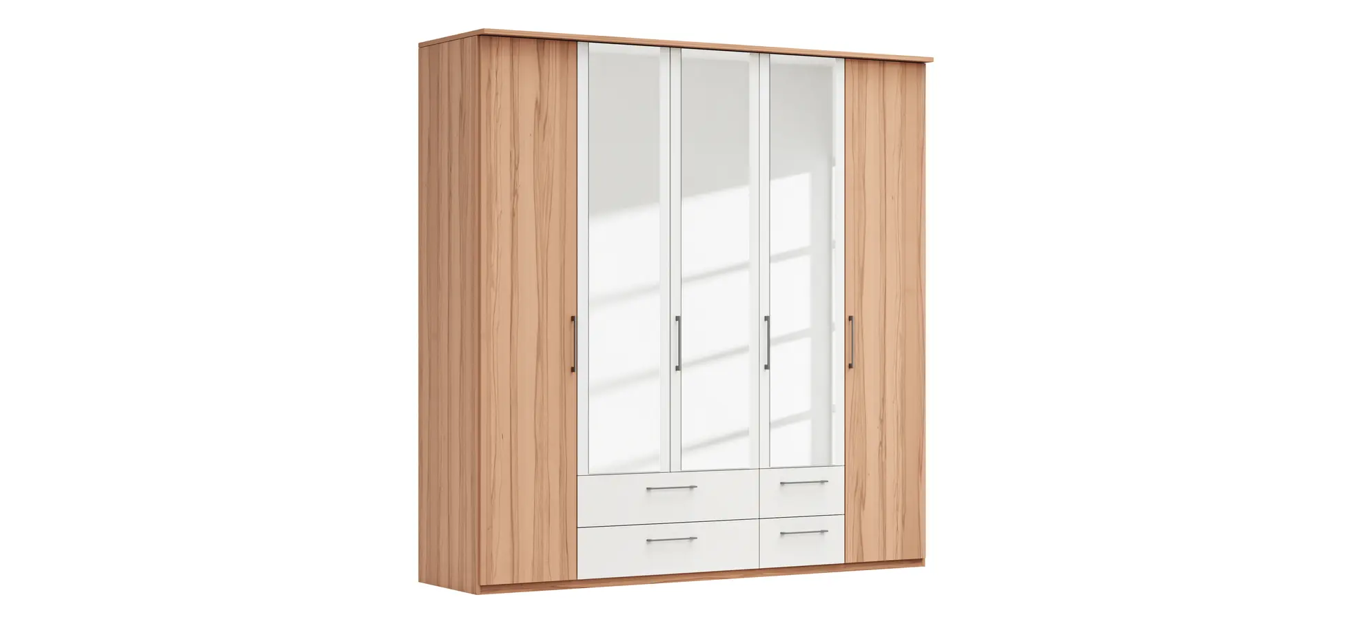 Drehtürenschrank Viana - B. ca. 225 cm, Furnier, Kernbuche, Weiß