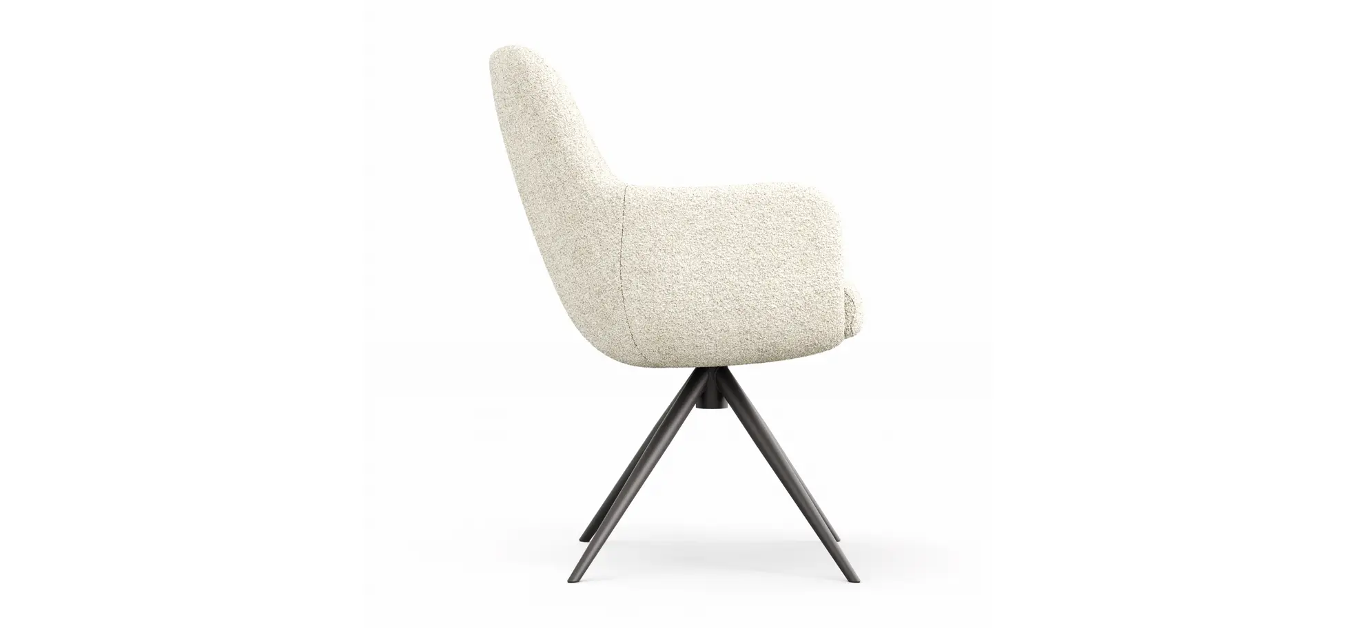 Armlehnstuhl Mis Legere - Boucle, Creme, Stativ, Anthrazit