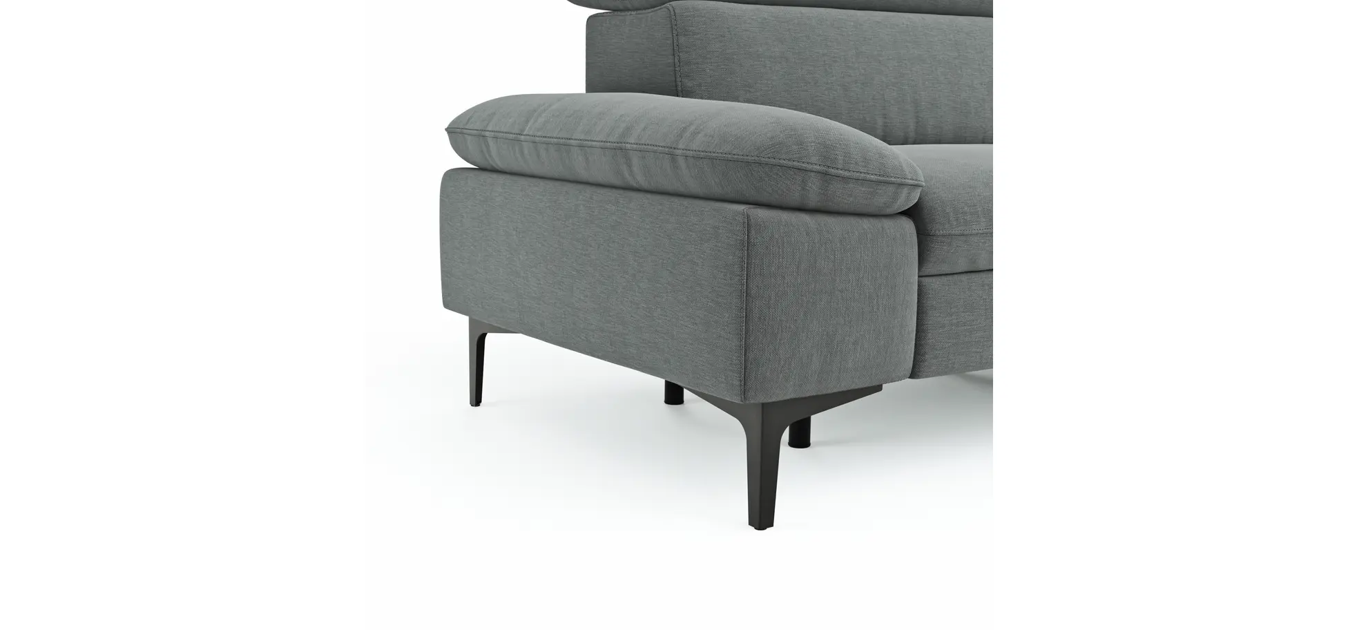 Sofa Felipa - 3-Sitzer inkl. Relaxfunktion (motorisch) und Kopfteil verstellbar, Stoff, Grau