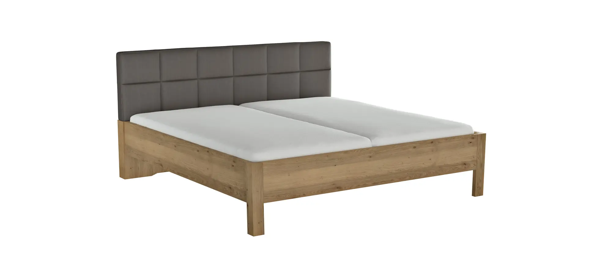 Bett Viana - Liegefläche ca. 200x200 cm, Balkeneiche furniert, Kunstleder Anthrazit 103264