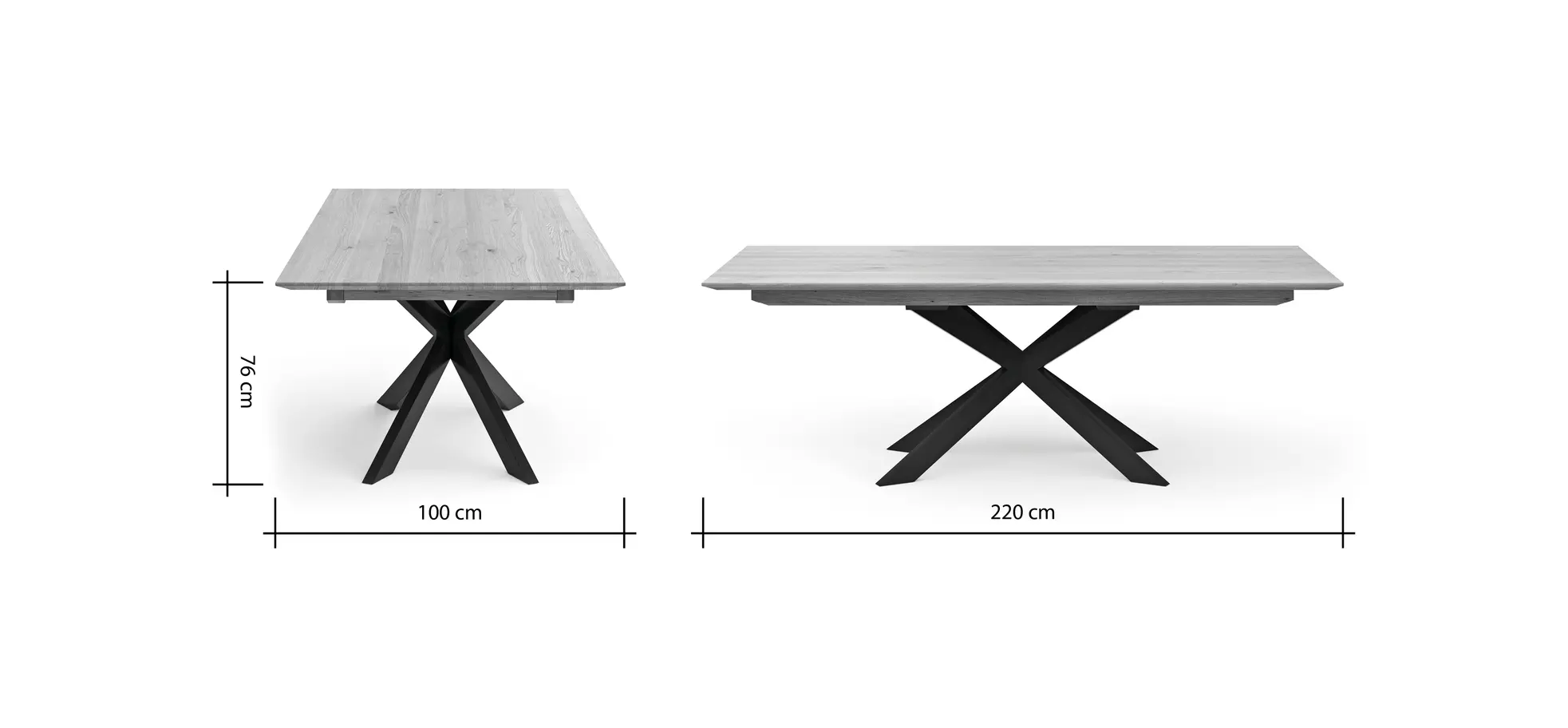 Esstische Talara Lola - LB ca. 220x100cm, Wildeiche Bianco