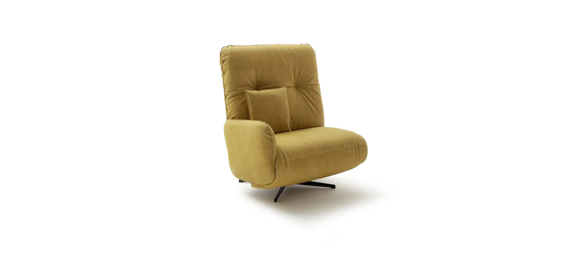 Loungesessel Lovere - Leder, Curry, Armlehne links