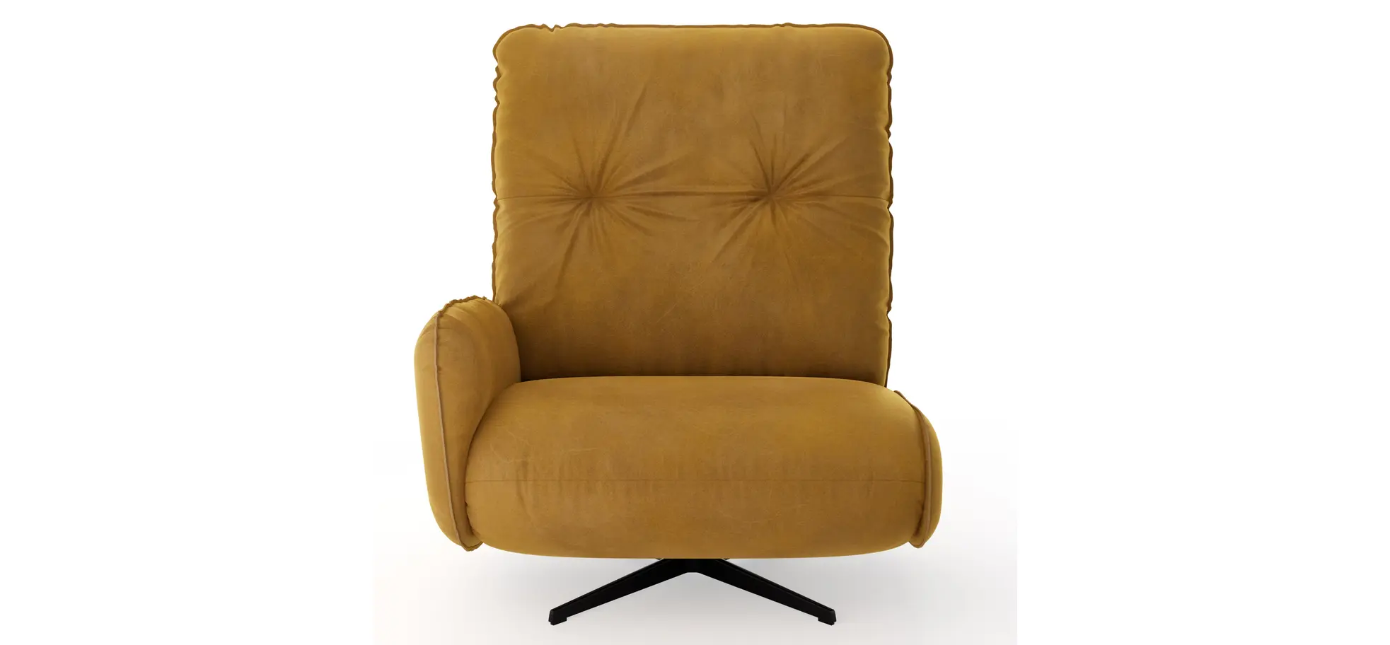 Loungesessel Lovere - Leder, Curry, Armlehne links