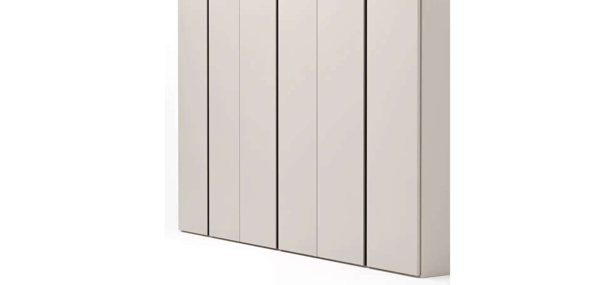 Drehtürenschrank Loretto - B ca. 280 cm, Gola, Lack matt, Perlmutt