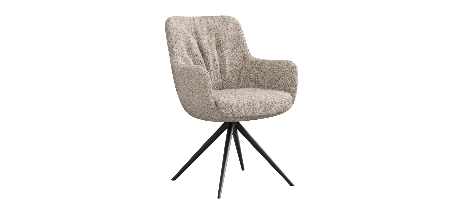 Armlehnstuhl Mis Legere - Boucle, Natur, Stativ, Anthrazit