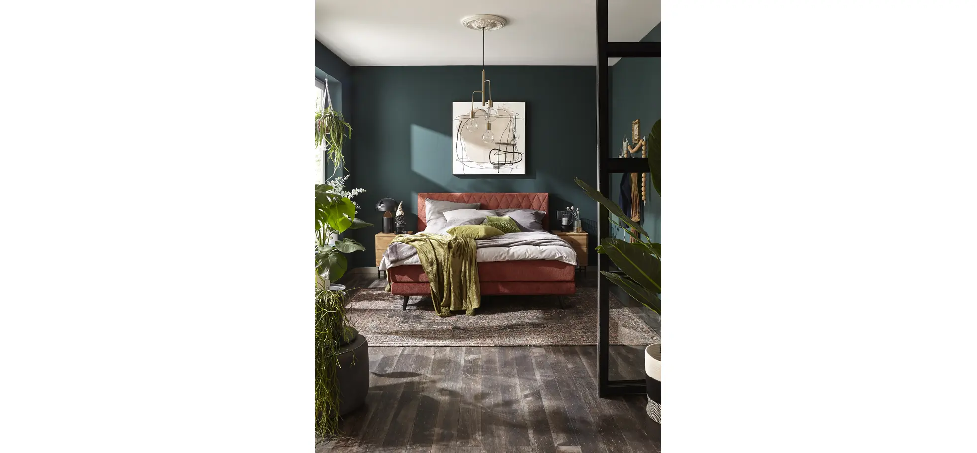 Boxspringbett Valencia - Liegefläche ca. 180x200 cm, Stoff, Kupfer