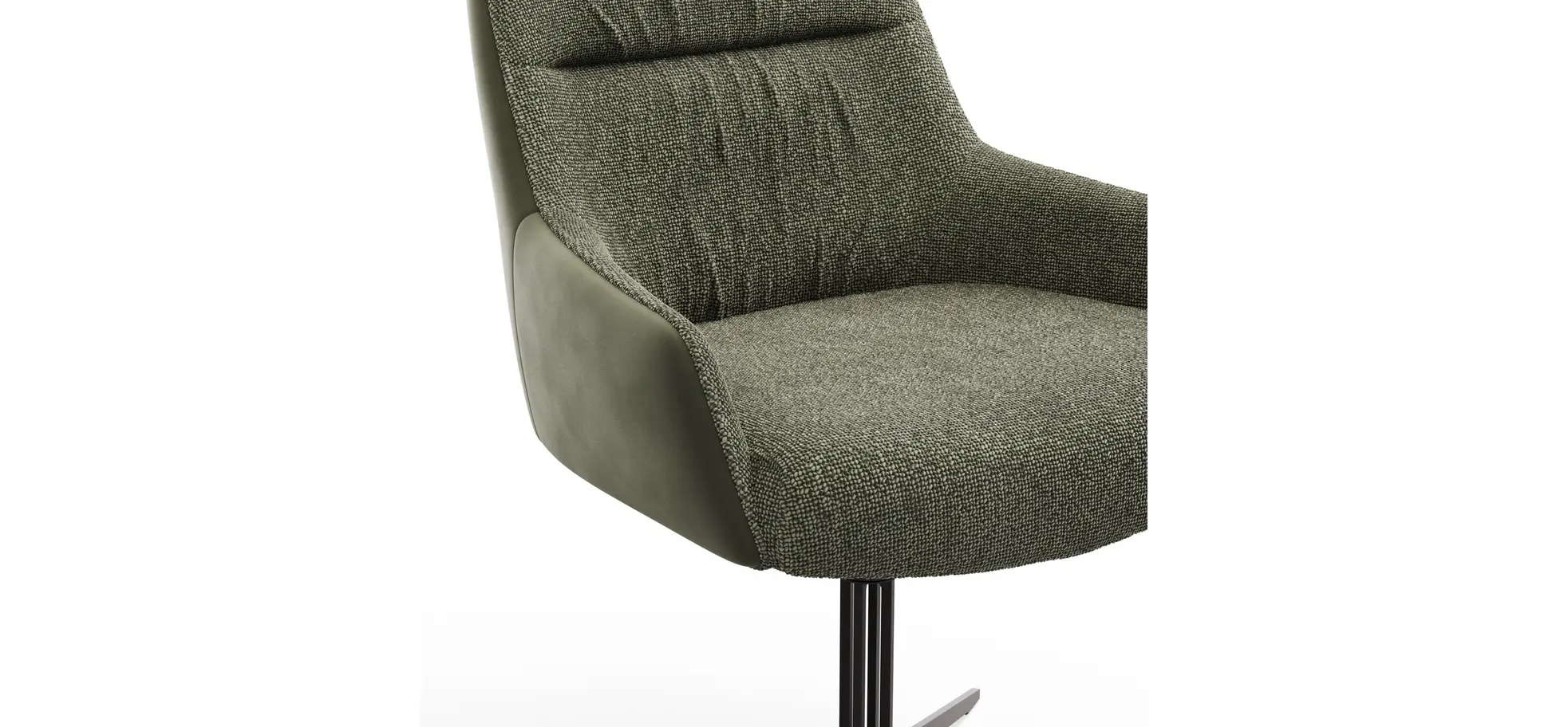 Armlehnstuhl Sagres - drehbar, Leder & Stoff, Olive