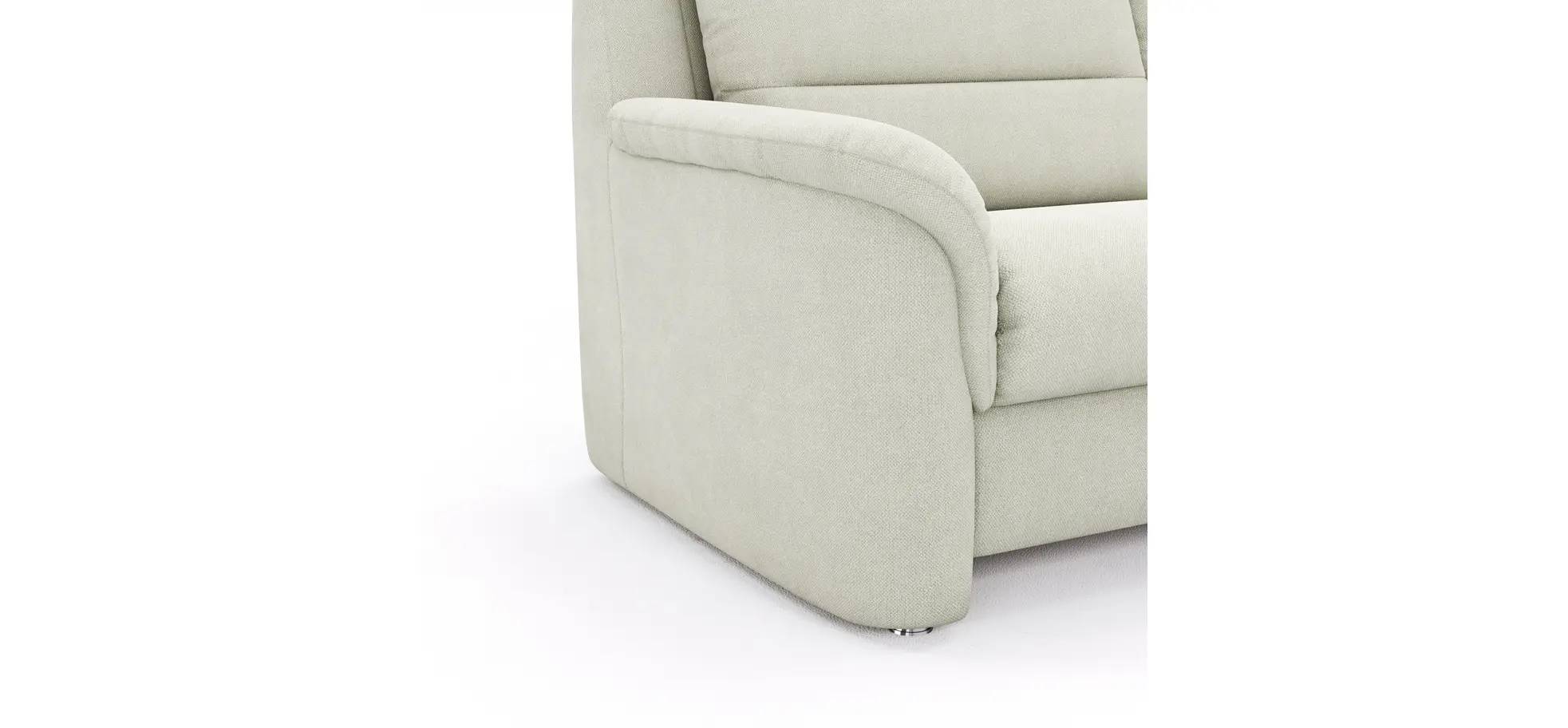 Ecksofa Cornella Plus - 2-Sitzer links mit Ecke und Abschlussteil rechts, Stoff, Creme