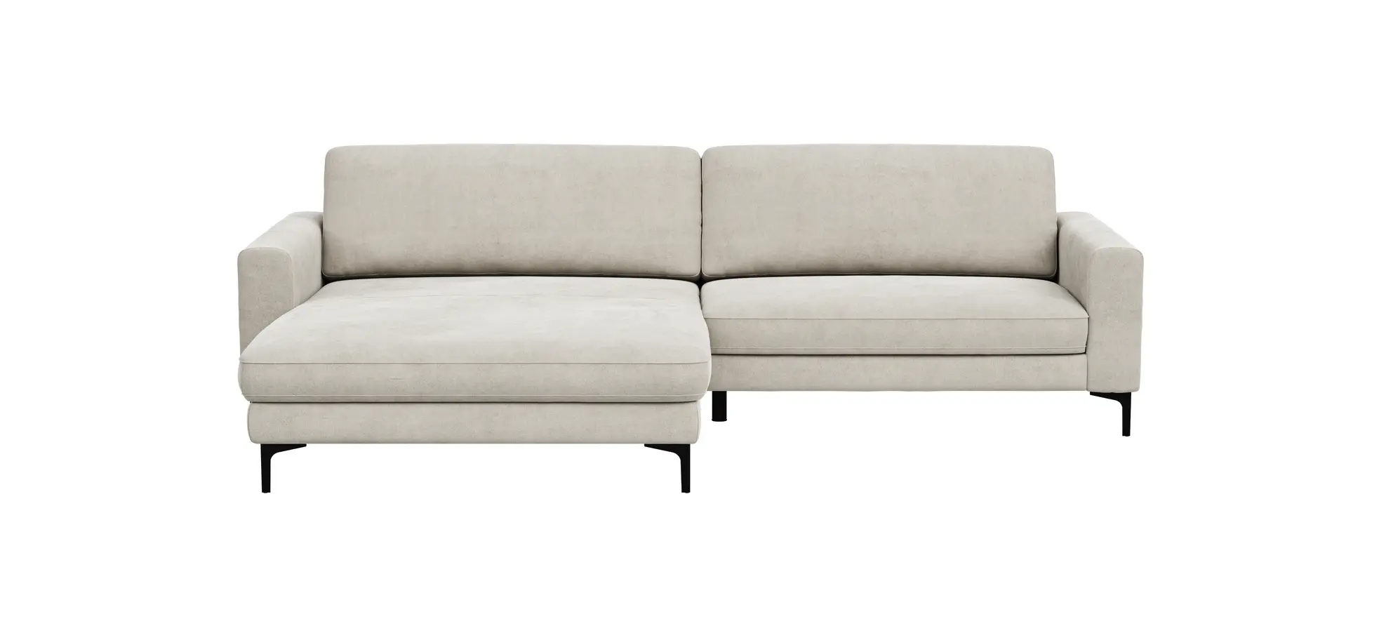 Ecksofa Oviedo - Longchair links mit 1,5-Sitzer inkl. Relaxfunktion (motorisch), Stoff, Natur 102351