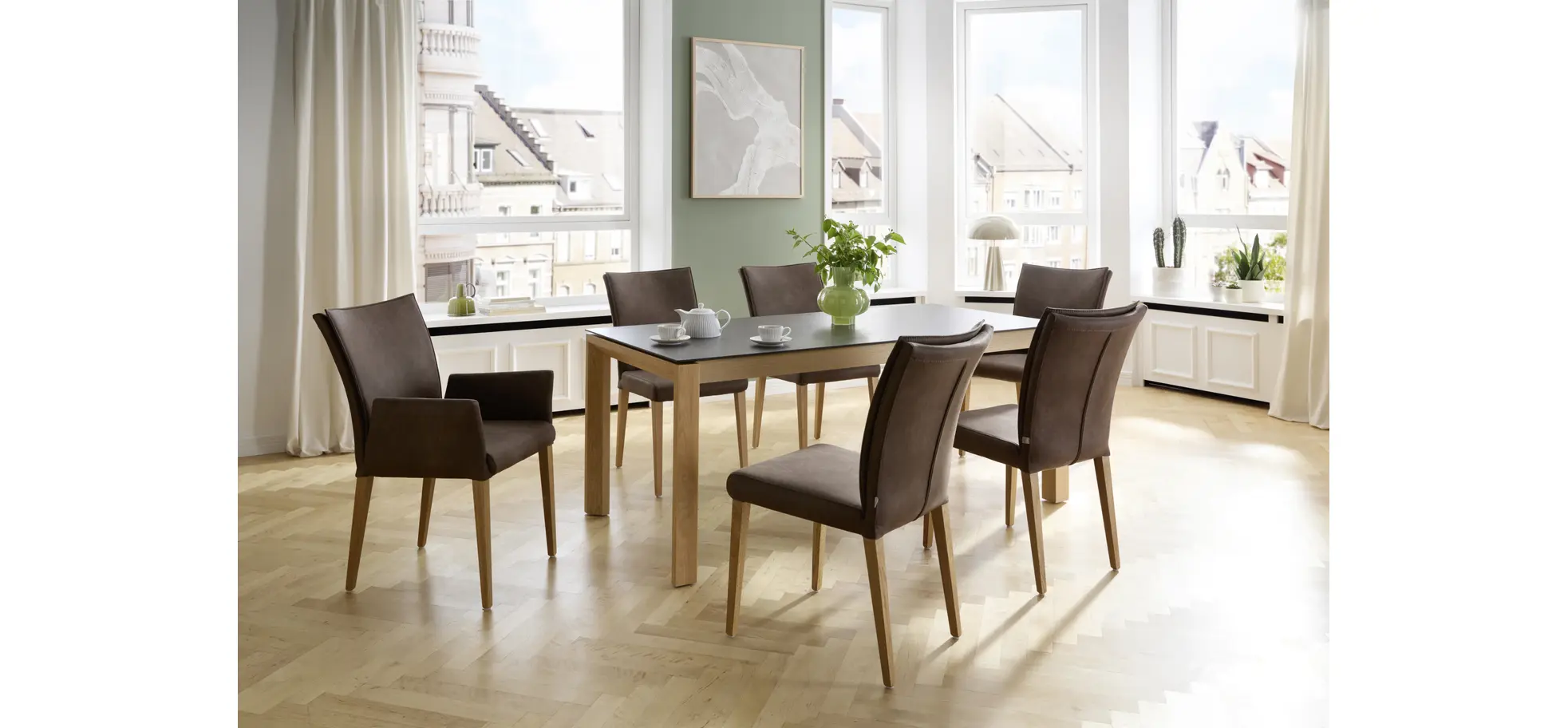 Armlehnstuhl Florea - Stoff, Dunkelbraun