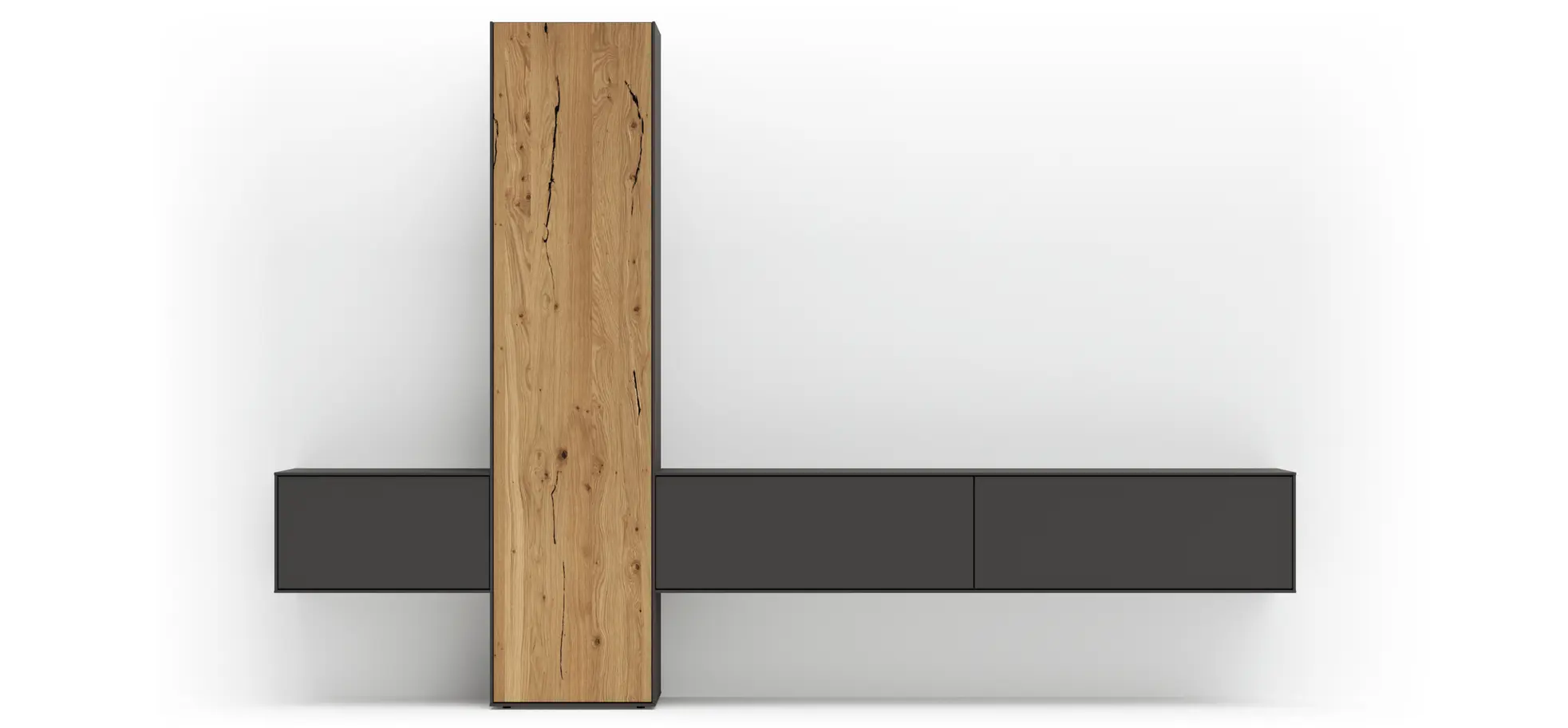 Wohnwand Medio -  Melamin, Schiefergrau