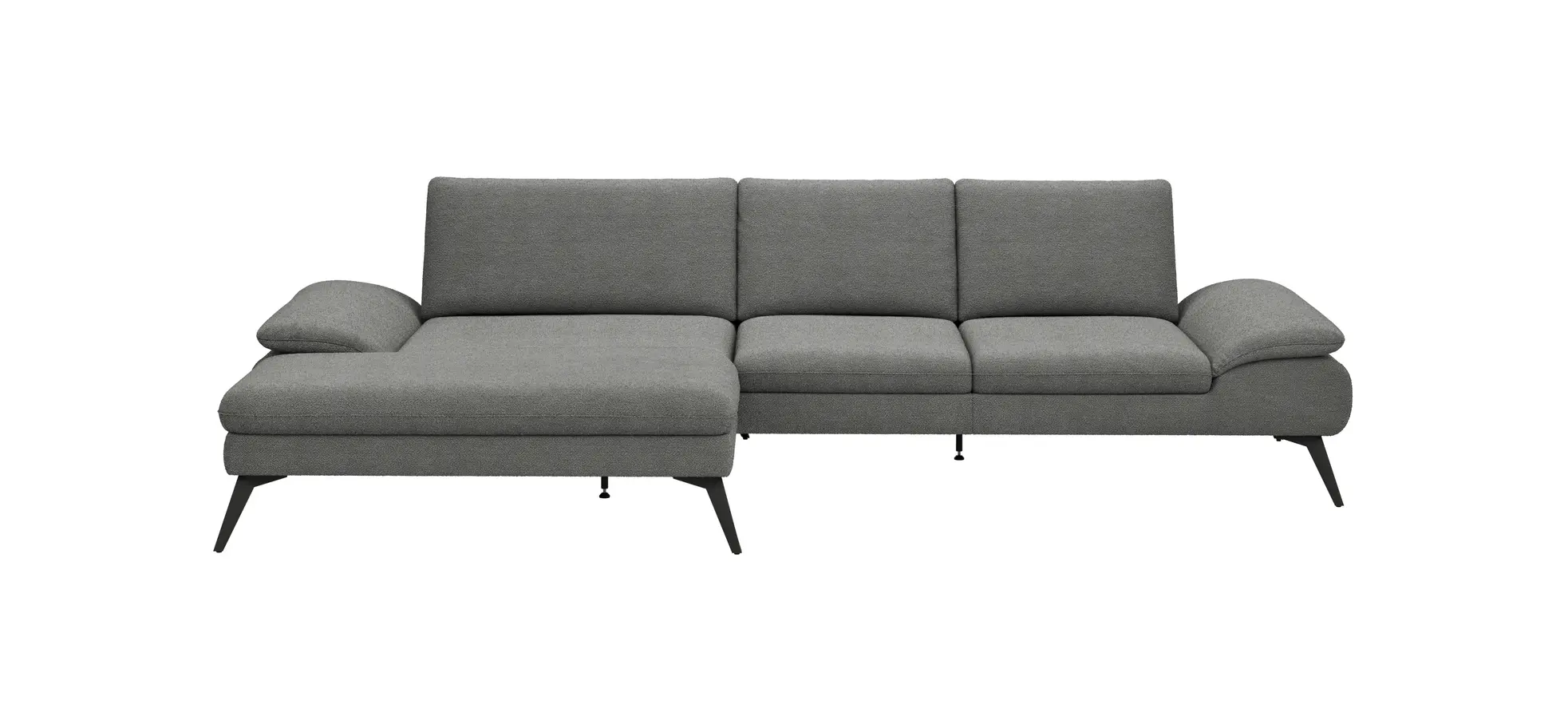 Ecksofa Collina - Longchair links, 2,5-Sitzer inkl. Sitztiefen- u. Armlehehnenverstellung, Stoff, Dunkelgrau 143339