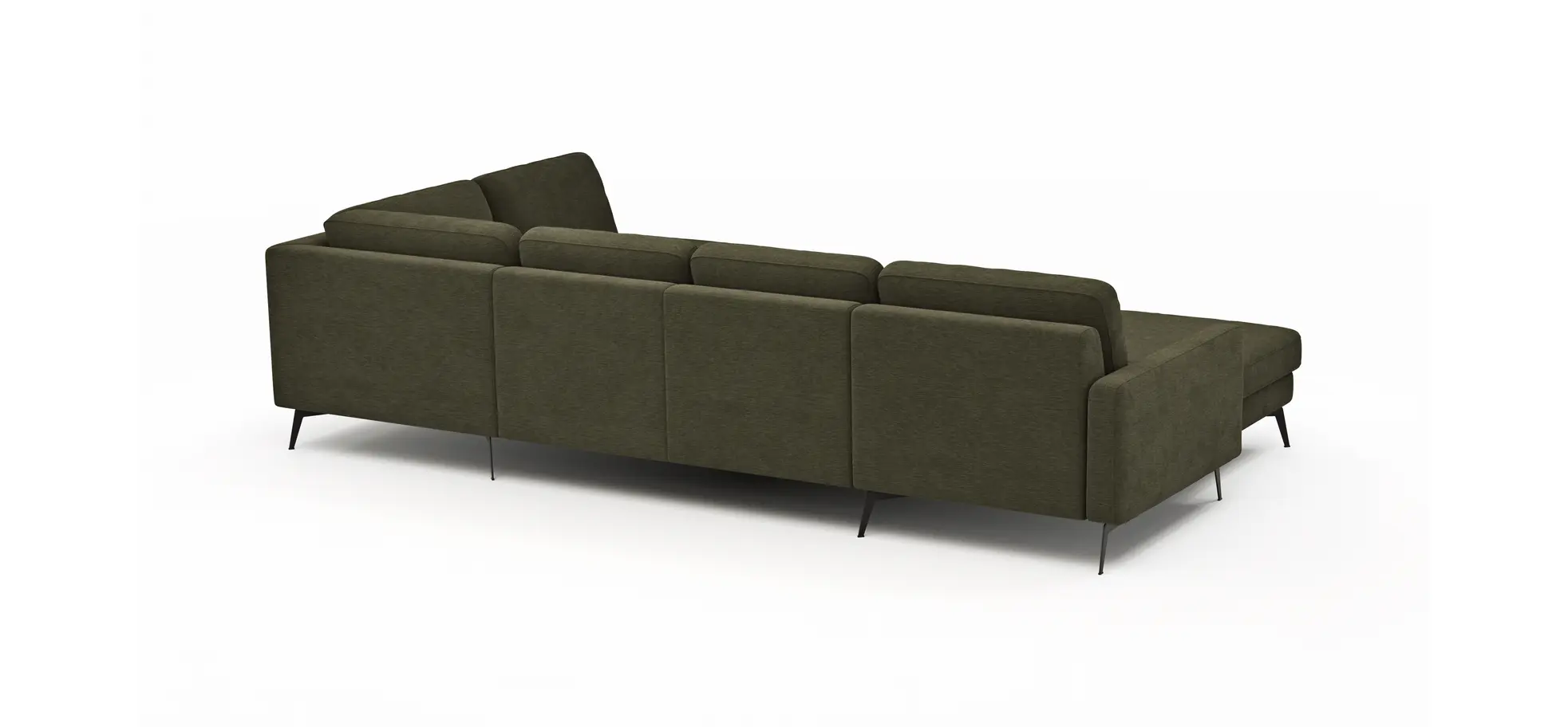 Wohnlandschaft Enna - Longchair links, 2,5-Sitzer, Ecke rechts, Stoff, Olive