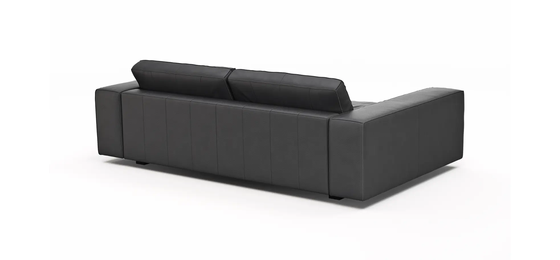 Sofa Aprino 1 - 3,5-Sitzer XXL, Dickleder, Schwarz, Armlehne Block breit