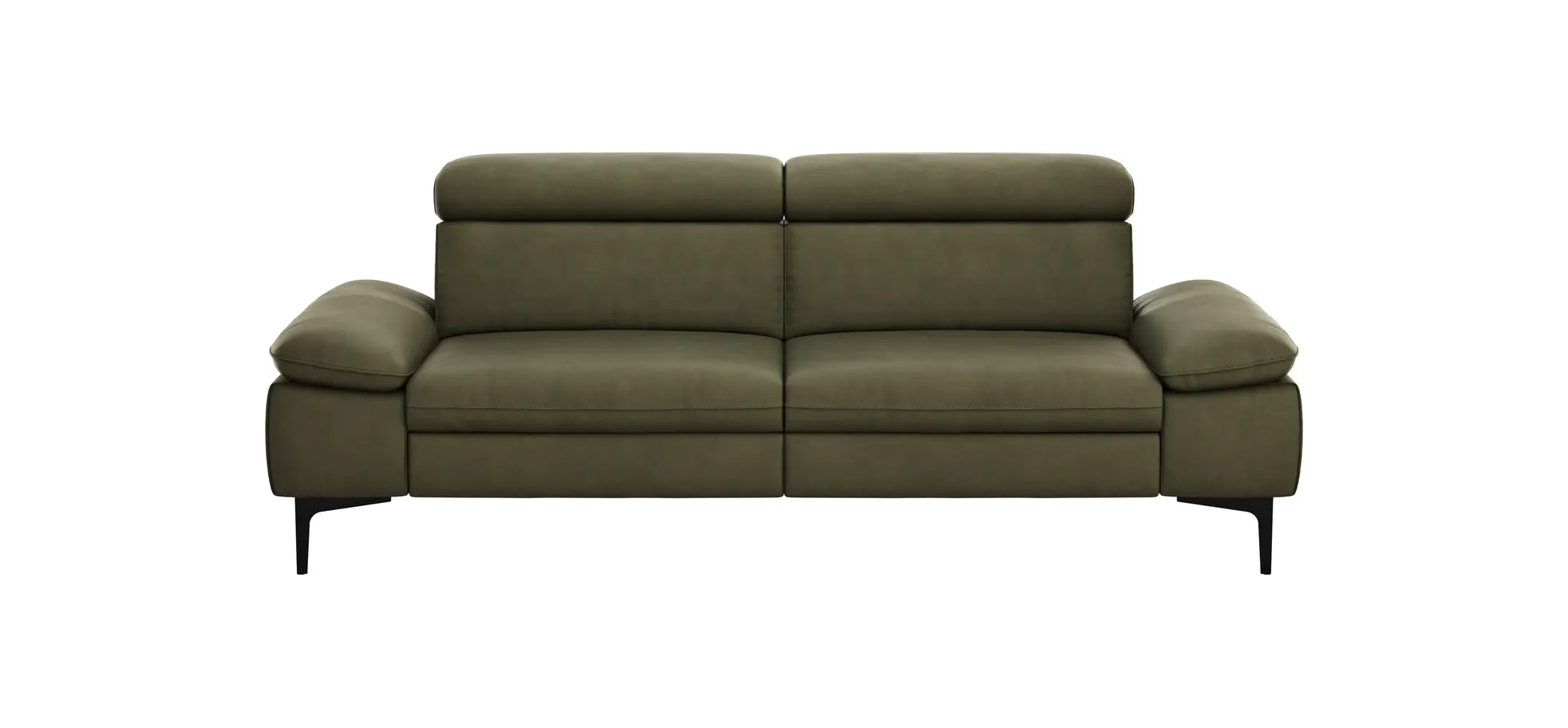 Sofa Felipa - 3-Sitzer inkl. Kopfteil verstellbar, Leder, Olive 105132