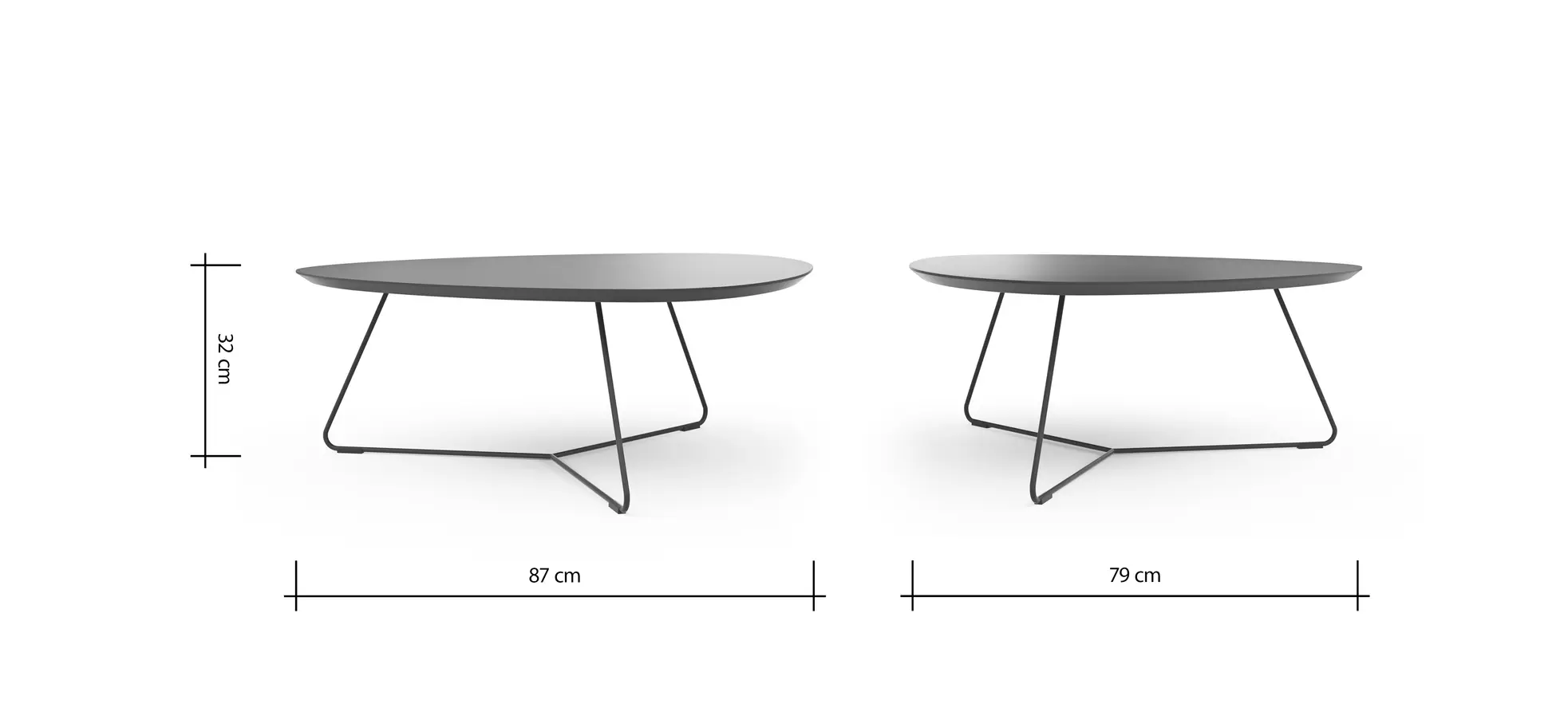 Couchtisch Fano - LBH ca. 87x78x33 cm, Fenix dunkelblau