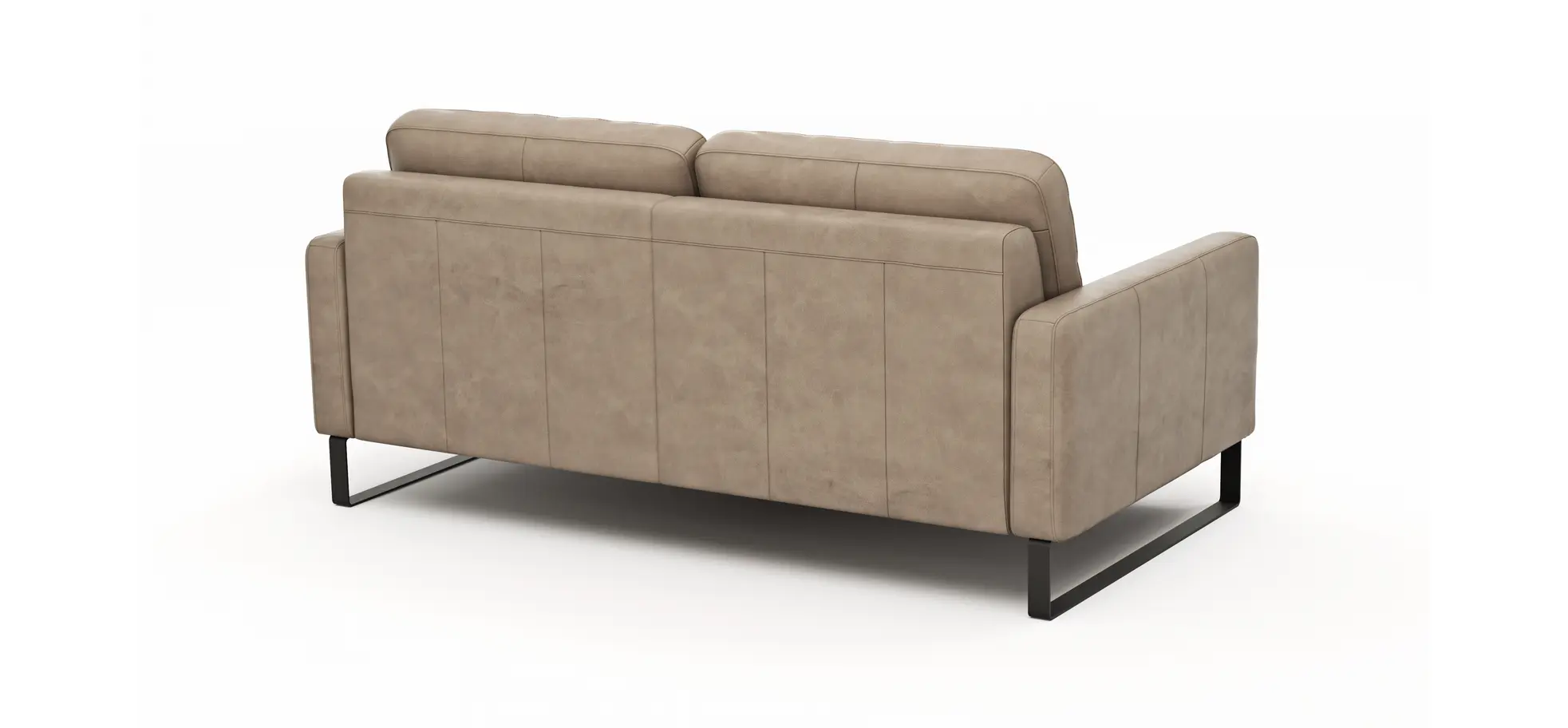 Sofa Enna - 3-Sitzer, Armlehne A, Leder, Taupe, Kufe, Schwarz