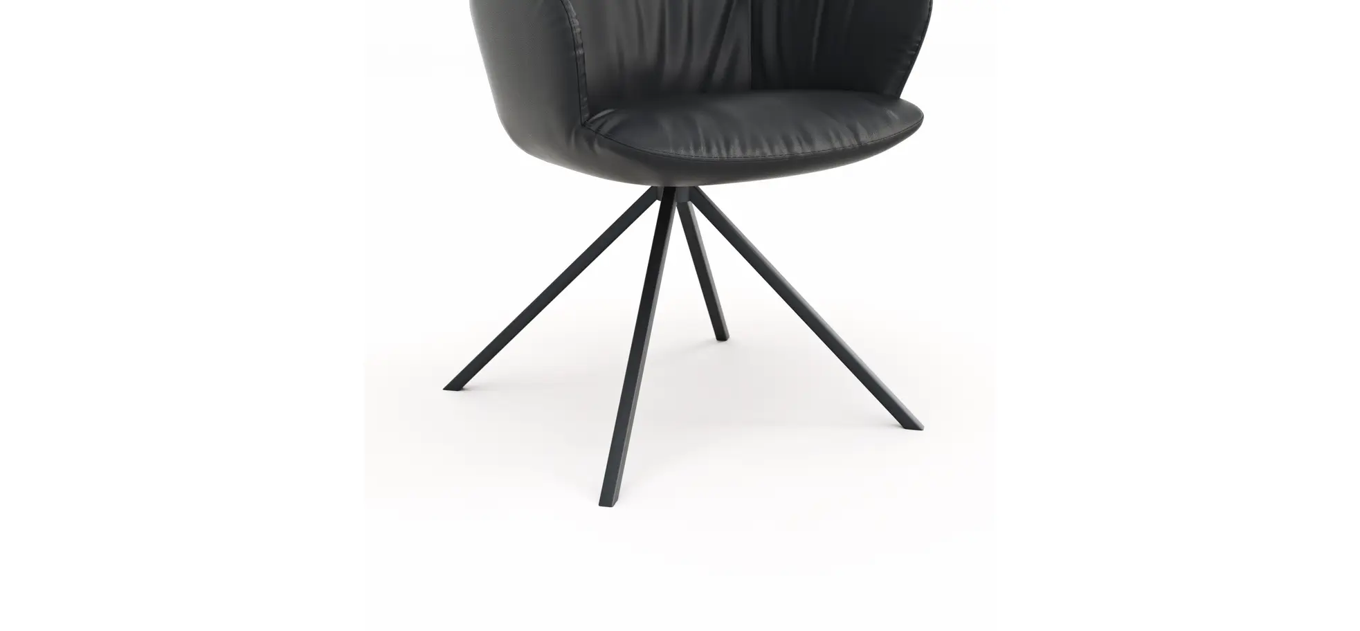 Armlehnstuhl Pegara - Leder, Schwarz