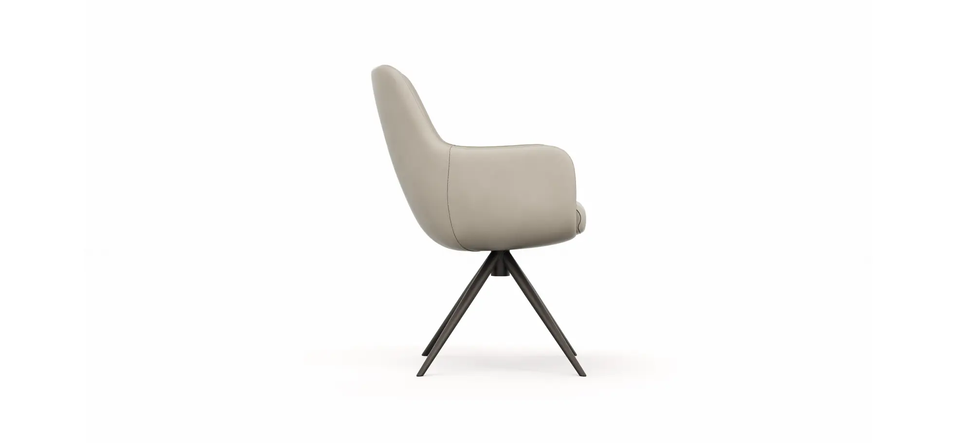 Armlehnstuhl Mis - Leder, Graubraun, Gestell, Schwarz