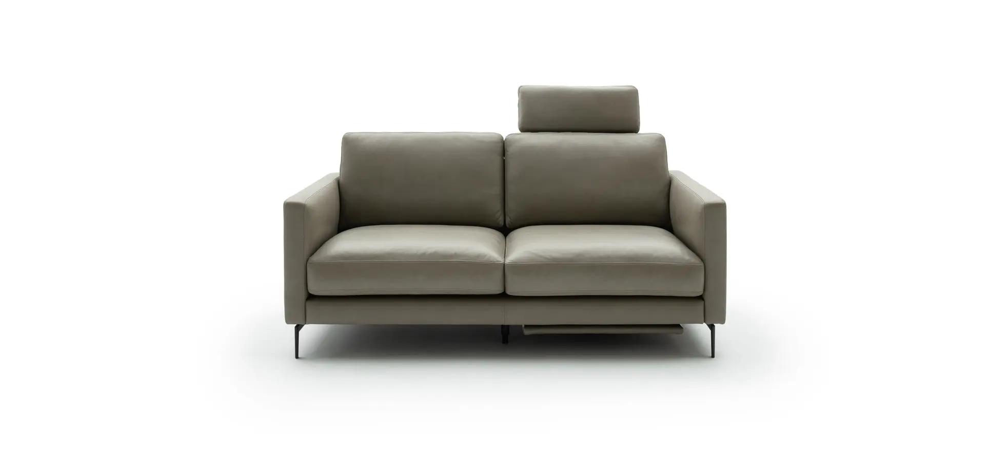 Sofa Cuneo - 2-Sitzer, Leder, Graubraun, Relaxfunktion, motorisch