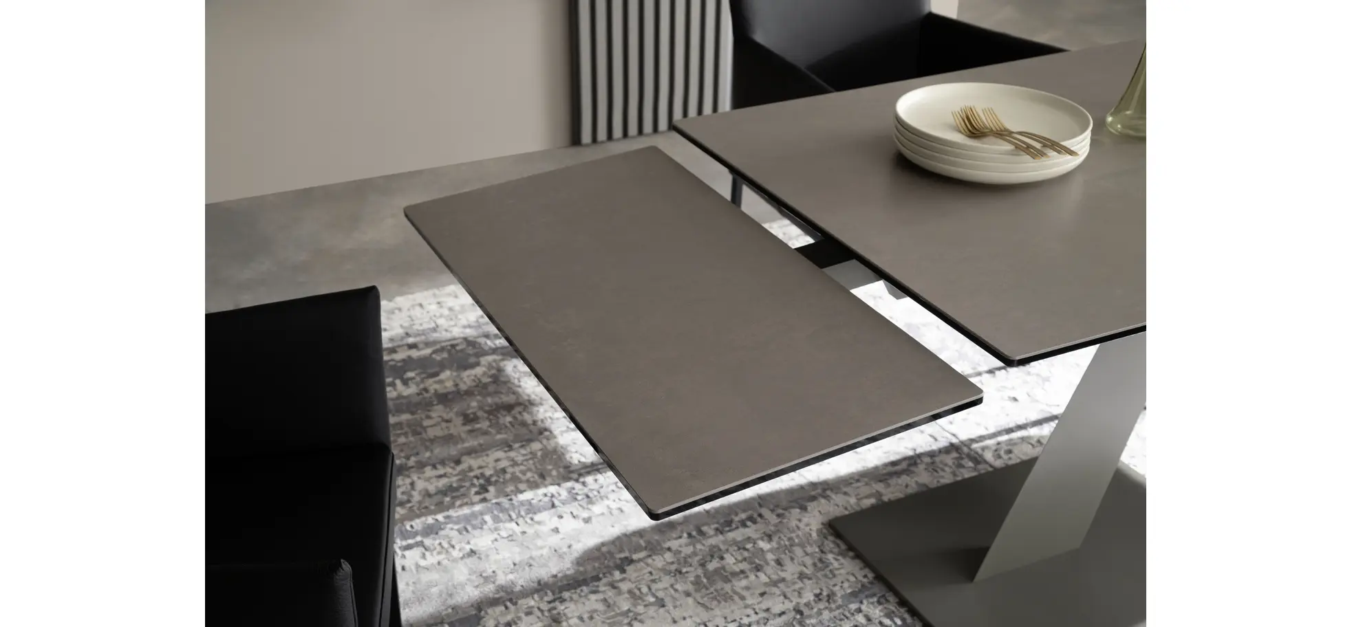 Esstisch Iseo - LB ca. 140x80 cm, ausziehbar, Keramik, Grau