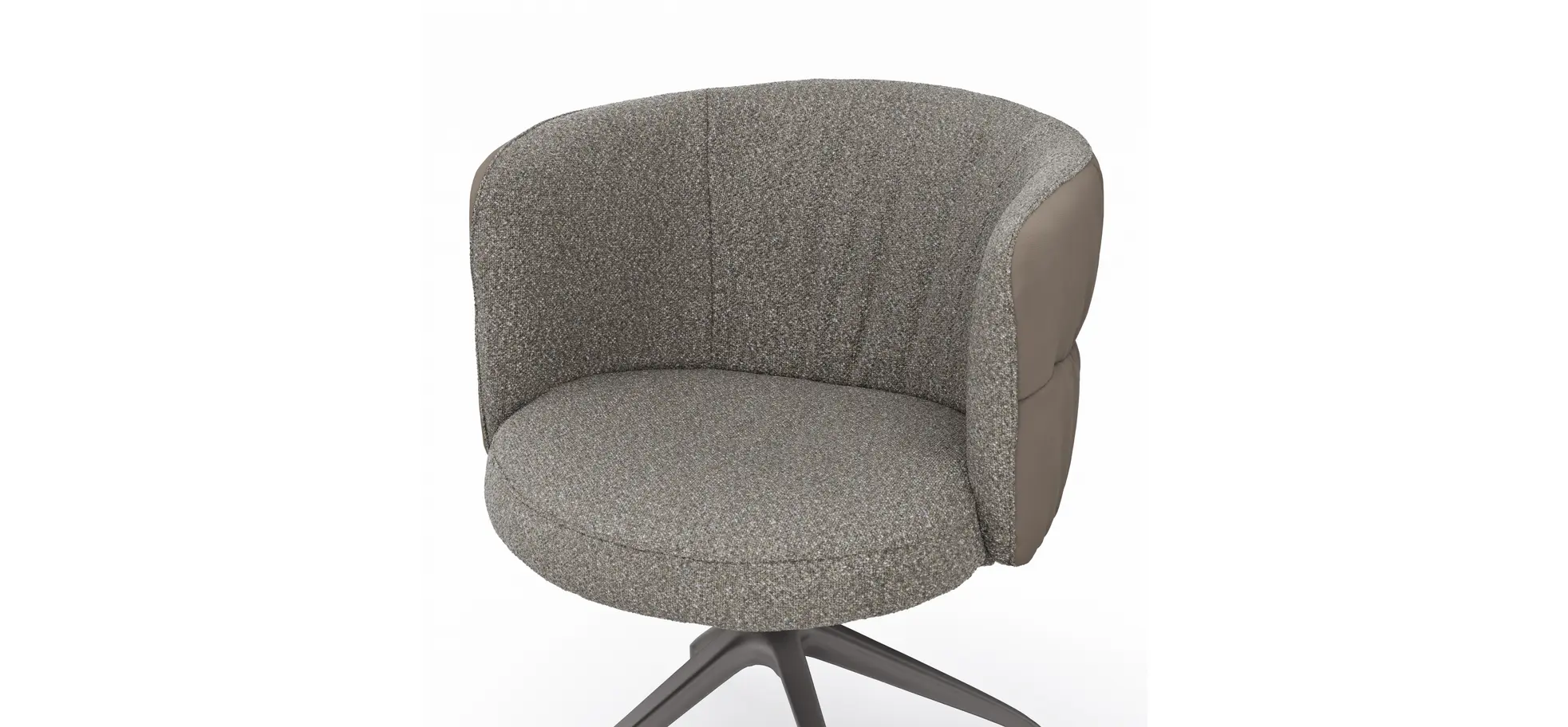 Armlehnstuhl Milana - drehbar, Leder Grau, Stoff Graubraun