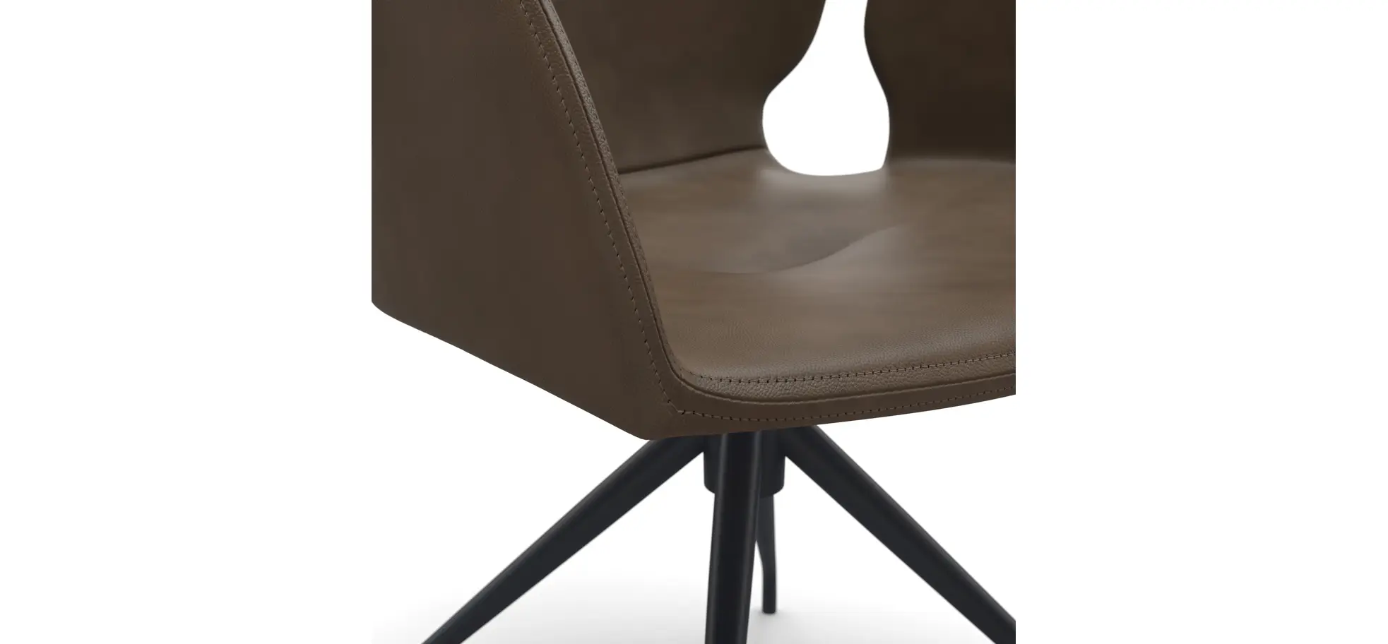 Armlehnstuhl Saltino - drehbar, Leder, Dunkelbraun