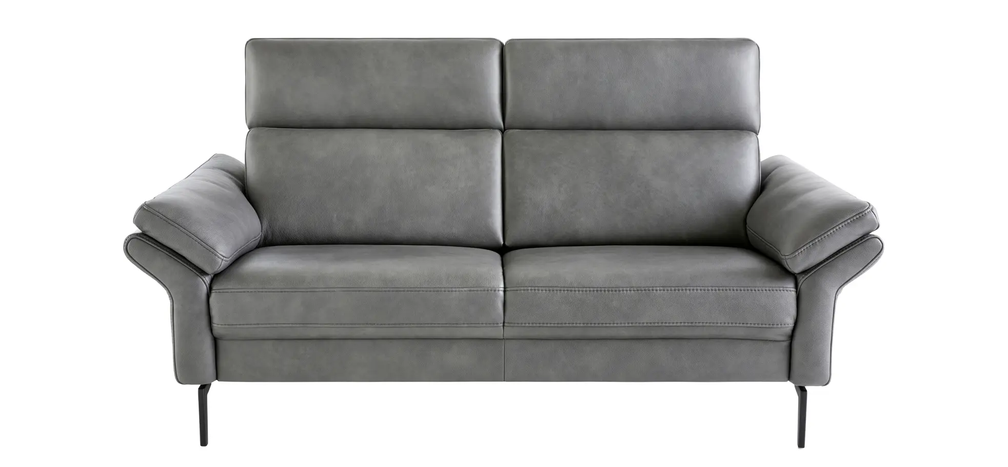 Sofa Atella - 2,5-Sitzer, inklusive Kopfteilverstellung, Leder, Anthrazit 3028990