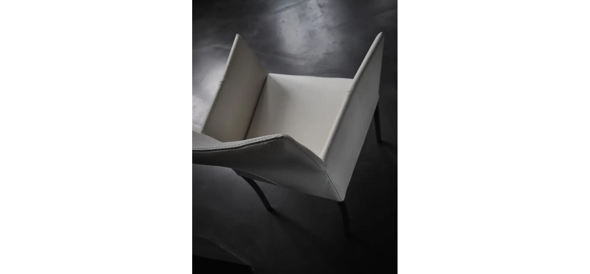 Armlehnstuhl Penthouse - Leder, Weiß, 4 Fuß, Edelstahl