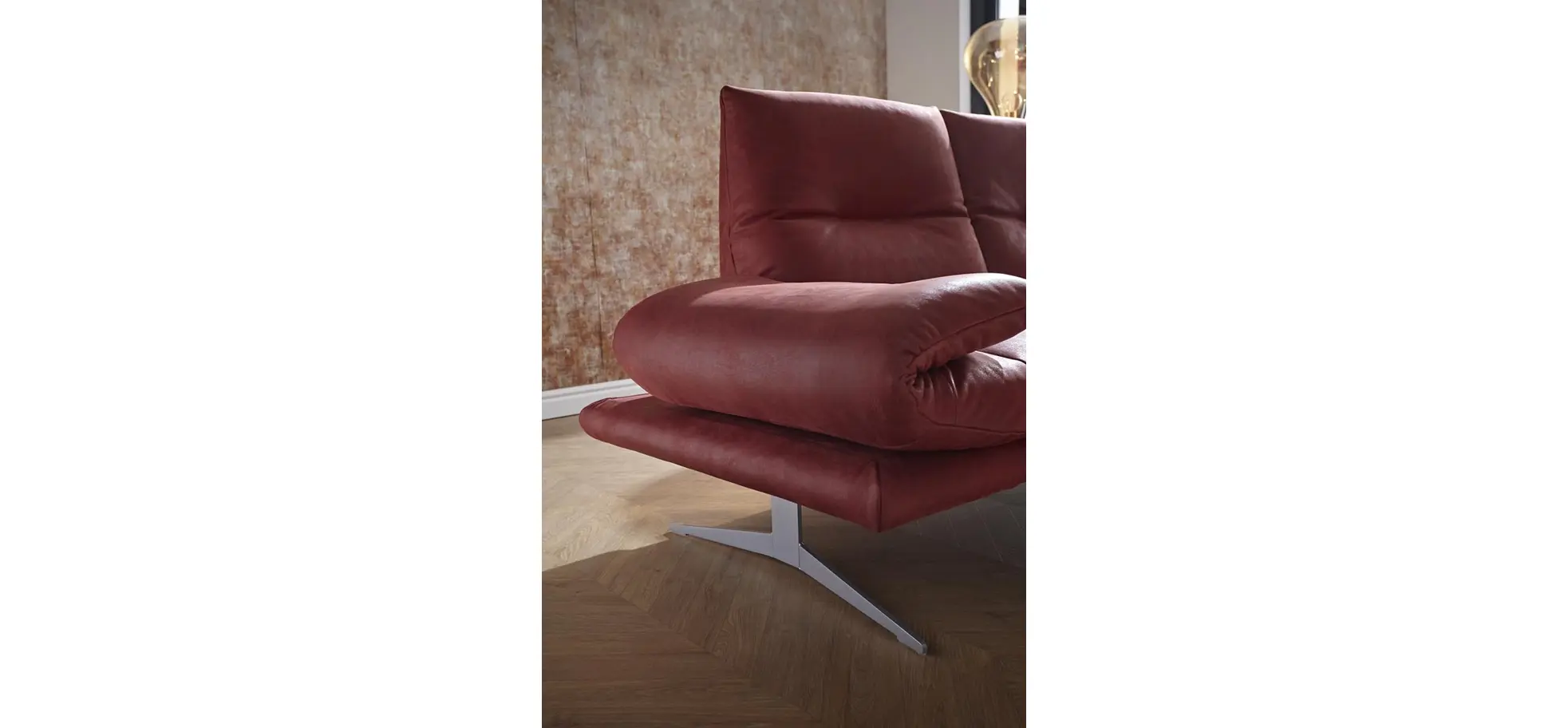 Sofa Lucero - 2,5-Sitzer inkl. Rückenlehne verstellbar, Leder, Weinrot